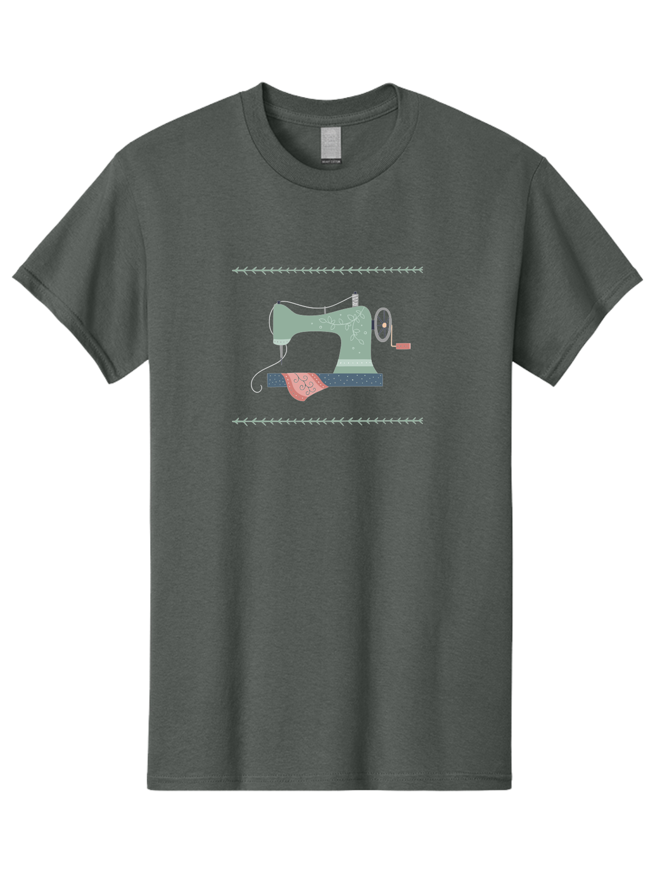Sewing-Machine Men'S Graphic Tee, 100% Cotton, Comfortable Casual Summer Wear, Machine Washable, Vintage Sewing Machine, Floral Patterns, Red Fabric, White Designs, Antique Style, Sewing Accessories, Decorative Elements, Nostalgic Charm, Aac106 23