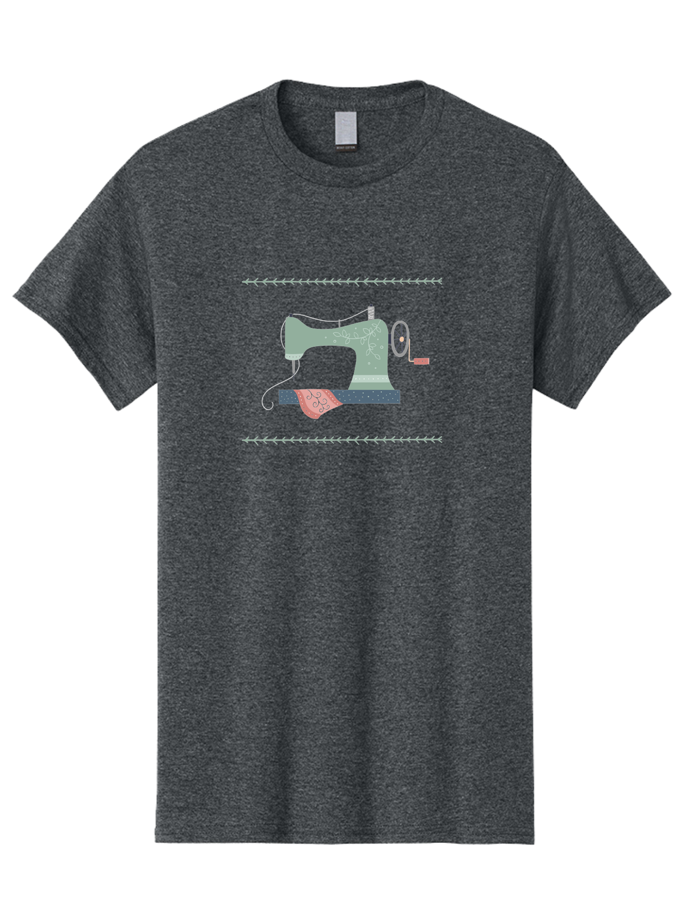Sewing-Machine Men'S Graphic Tee, 100% Cotton, Comfortable Casual Summer Wear, Machine Washable, Vintage Sewing Machine, Floral Patterns, Red Fabric, White Designs, Antique Style, Sewing Accessories, Decorative Elements, Nostalgic Charm, Aac106 11