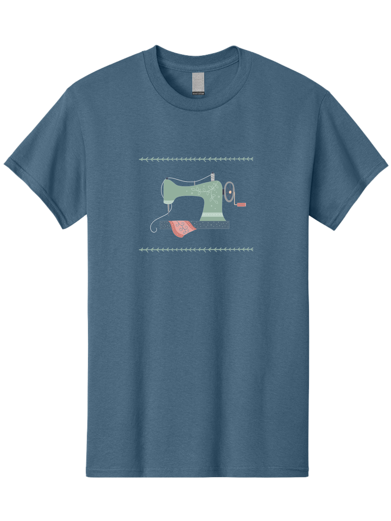Sewing-Machine Men'S Graphic Tee, 100% Cotton, Comfortable Casual Summer Wear, Machine Washable, Vintage Sewing Machine, Floral Patterns, Red Fabric, White Designs, Antique Style, Sewing Accessories, Decorative Elements, Nostalgic Charm, Aac106 15