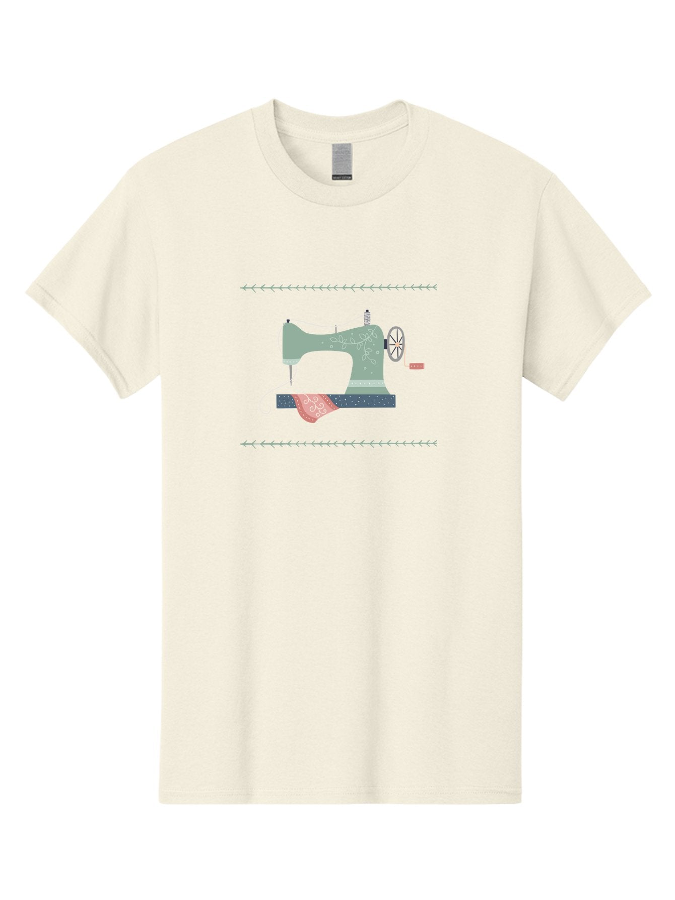 Sewing-Machine Men'S Graphic Tee, 100% Cotton, Comfortable Casual Summer Wear, Machine Washable, Vintage Sewing Machine, Floral Patterns, Red Fabric, White Designs, Antique Style, Sewing Accessories, Decorative Elements, Nostalgic Charm, Aac106 3