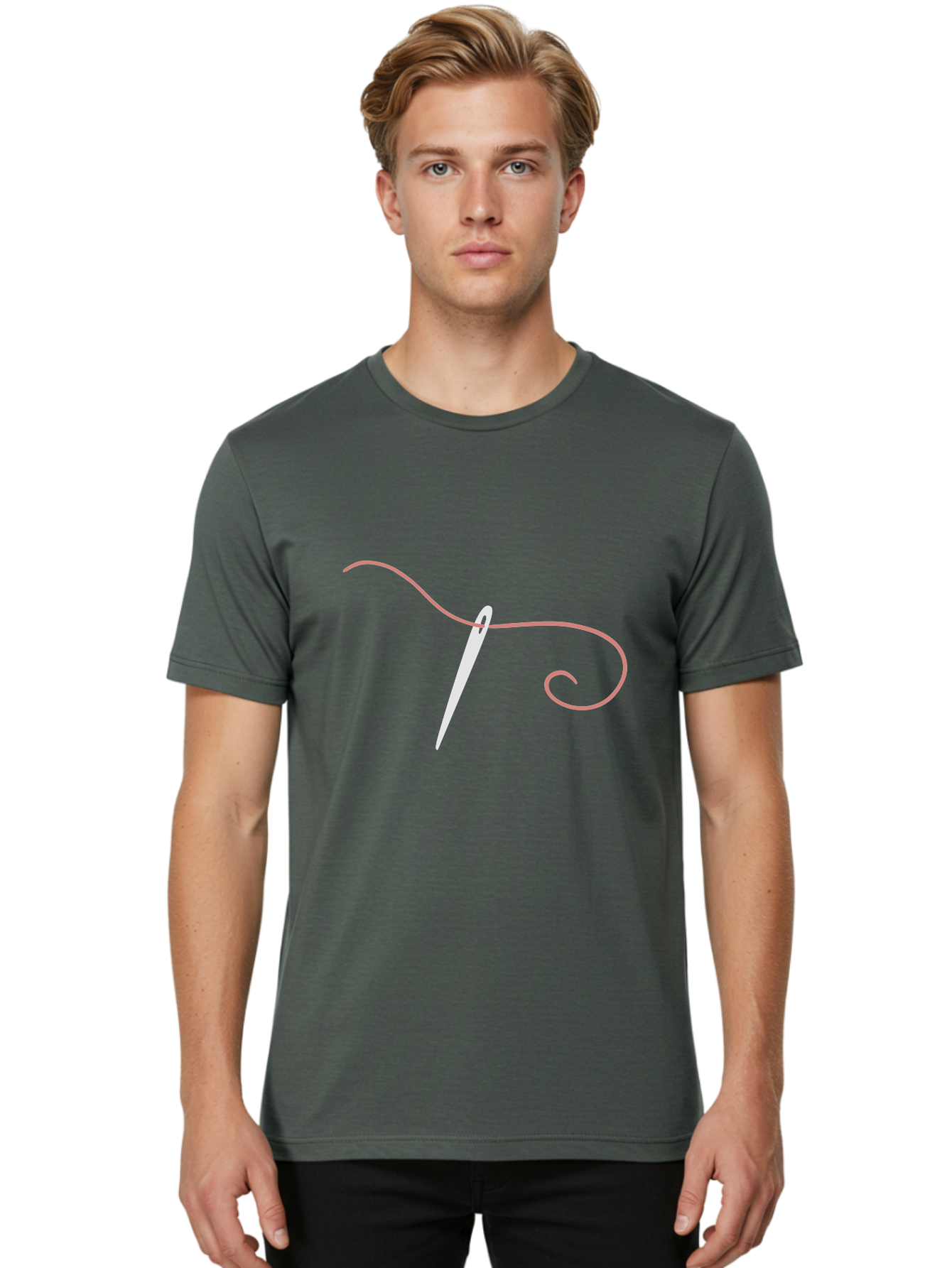Sewing-Needle-1 Men'S Graphic Tee, 100% Cotton, Comfortable Casual Summer Wear, Machine Washable, Sewing Needle, Thread, Needlework, Stitching, Handmade, Crafting, Embroidery, Tailoring, Diy Aac108 24