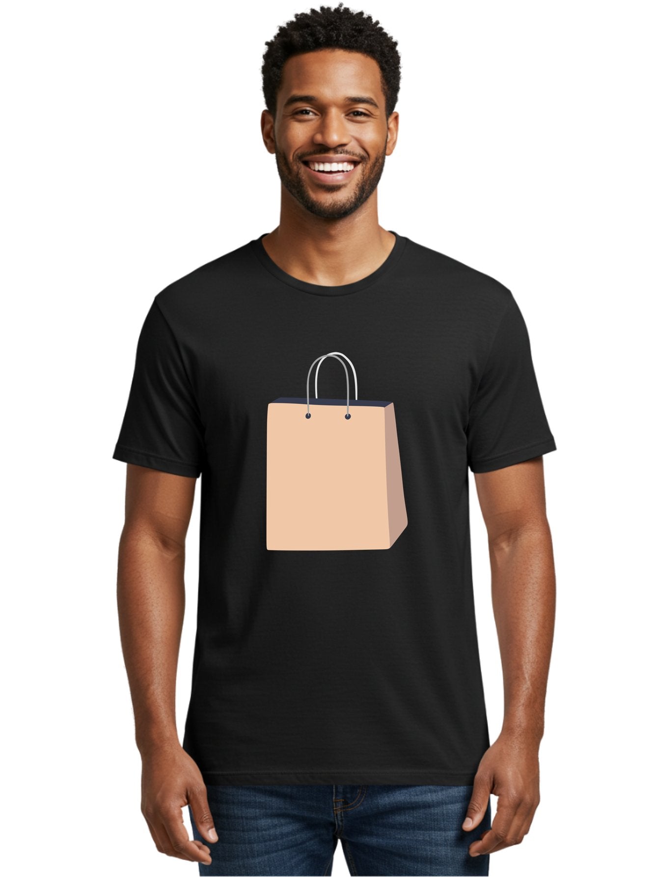 Shopping-Bag Men'S Graphic Tee, 100% Cotton, Comfortable Casual Summer Wear, Machine Washable, Shopping Bag, Retail Packaging, Paper Bag, Handles, Simple Design, Minimalist Style, E-Commerce, Packaging Design Aac111 28