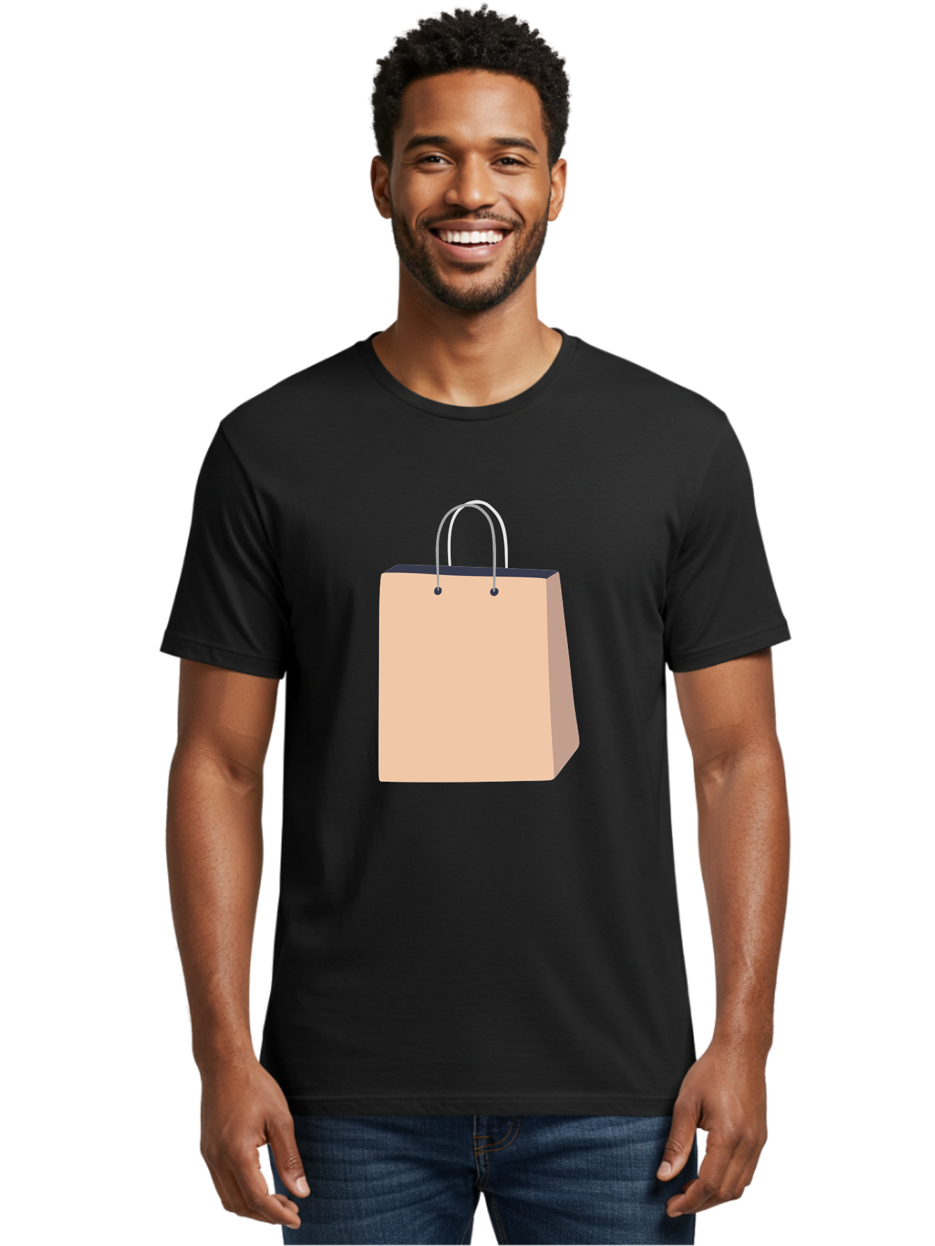 Shopping-Bag Men'S Graphic Tee, 100% Cotton, Comfortable Casual Summer Wear, Machine Washable, Shopping Bag, Retail Packaging, Paper Bag, Handles, Simple Design, Minimalist Style, E-Commerce, Packaging Design Aac111 6