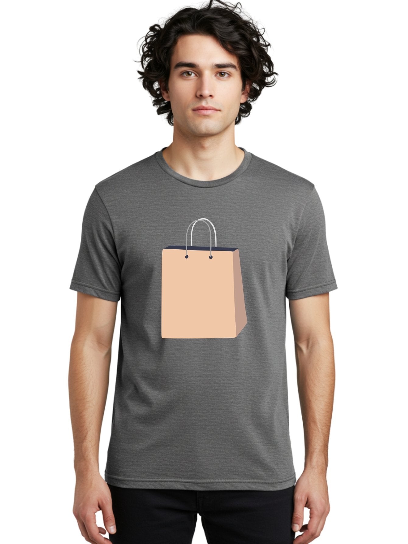 Shopping-Bag Men'S Graphic Tee, 100% Cotton, Comfortable Casual Summer Wear, Machine Washable, Shopping Bag, Retail Packaging, Paper Bag, Handles, Simple Design, Minimalist Style, E-Commerce, Packaging Design Aac111 30