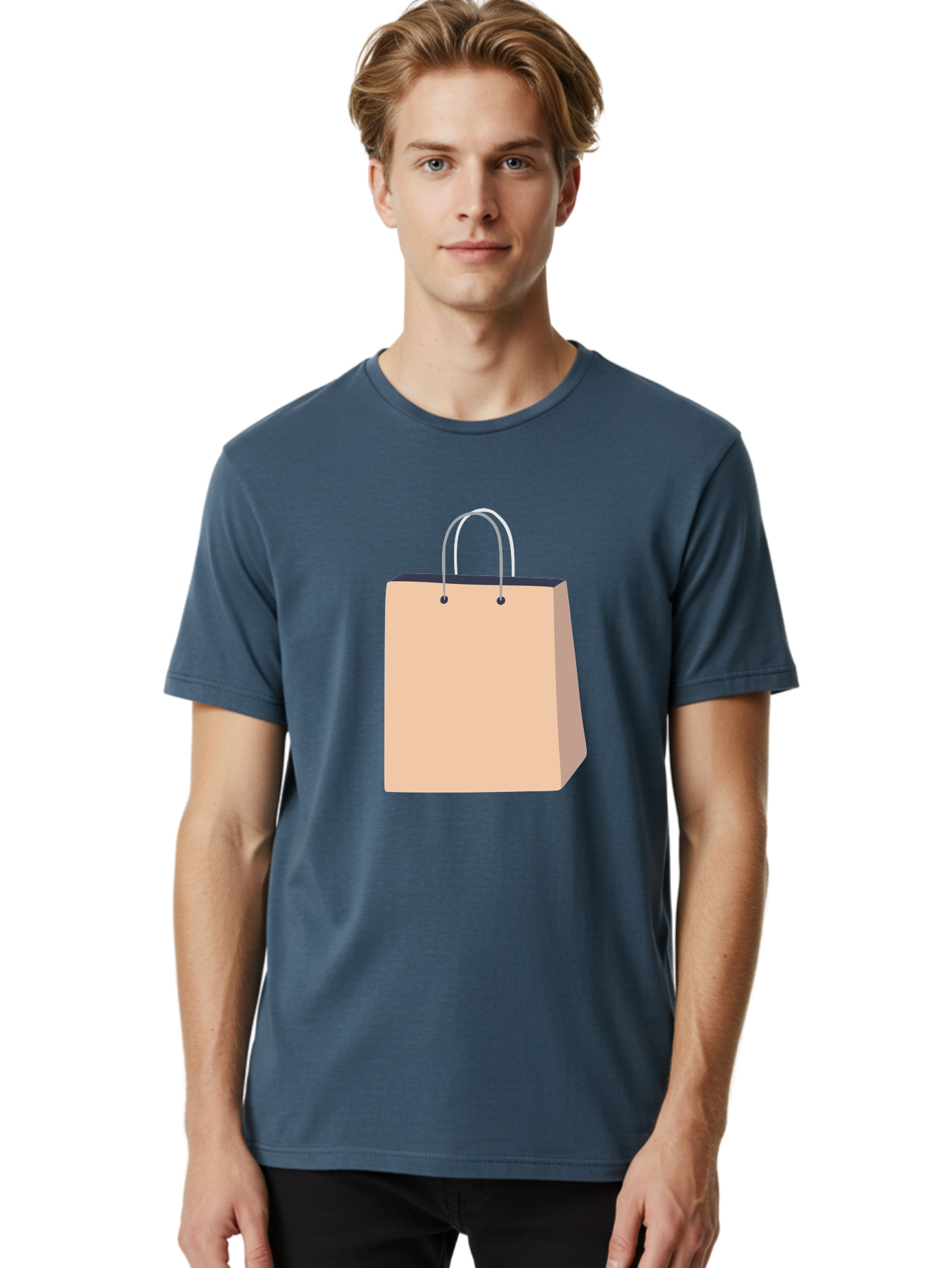 Shopping-Bag Men'S Graphic Tee, 100% Cotton, Comfortable Casual Summer Wear, Machine Washable, Shopping Bag, Retail Packaging, Paper Bag, Handles, Simple Design, Minimalist Style, E-Commerce, Packaging Design Aac111 4