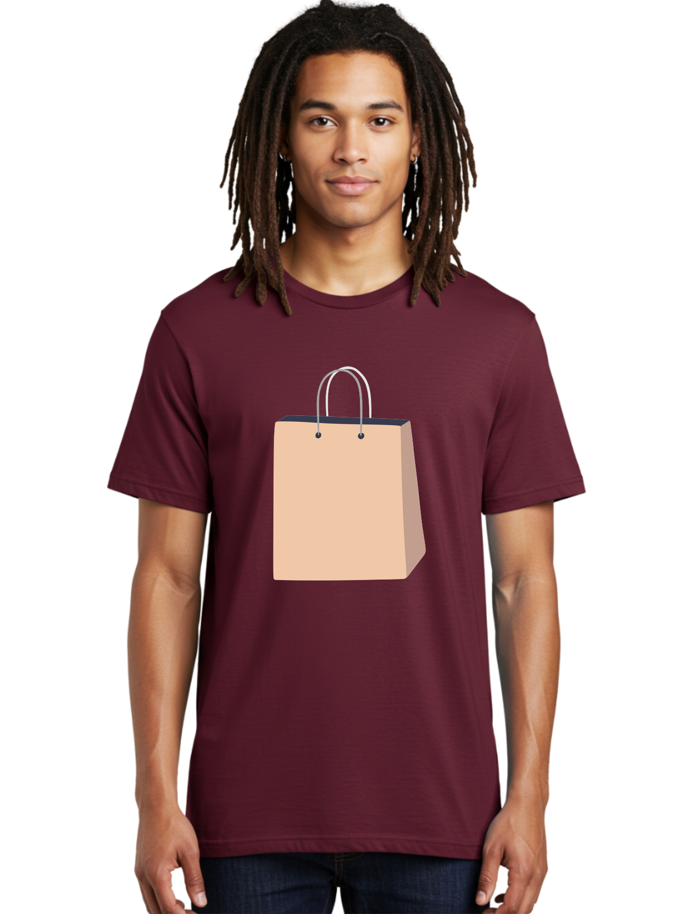 Shopping-Bag Men'S Graphic Tee, 100% Cotton, Comfortable Casual Summer Wear, Machine Washable, Shopping Bag, Retail Packaging, Paper Bag, Handles, Simple Design, Minimalist Style, E-Commerce, Packaging Design Aac111 8