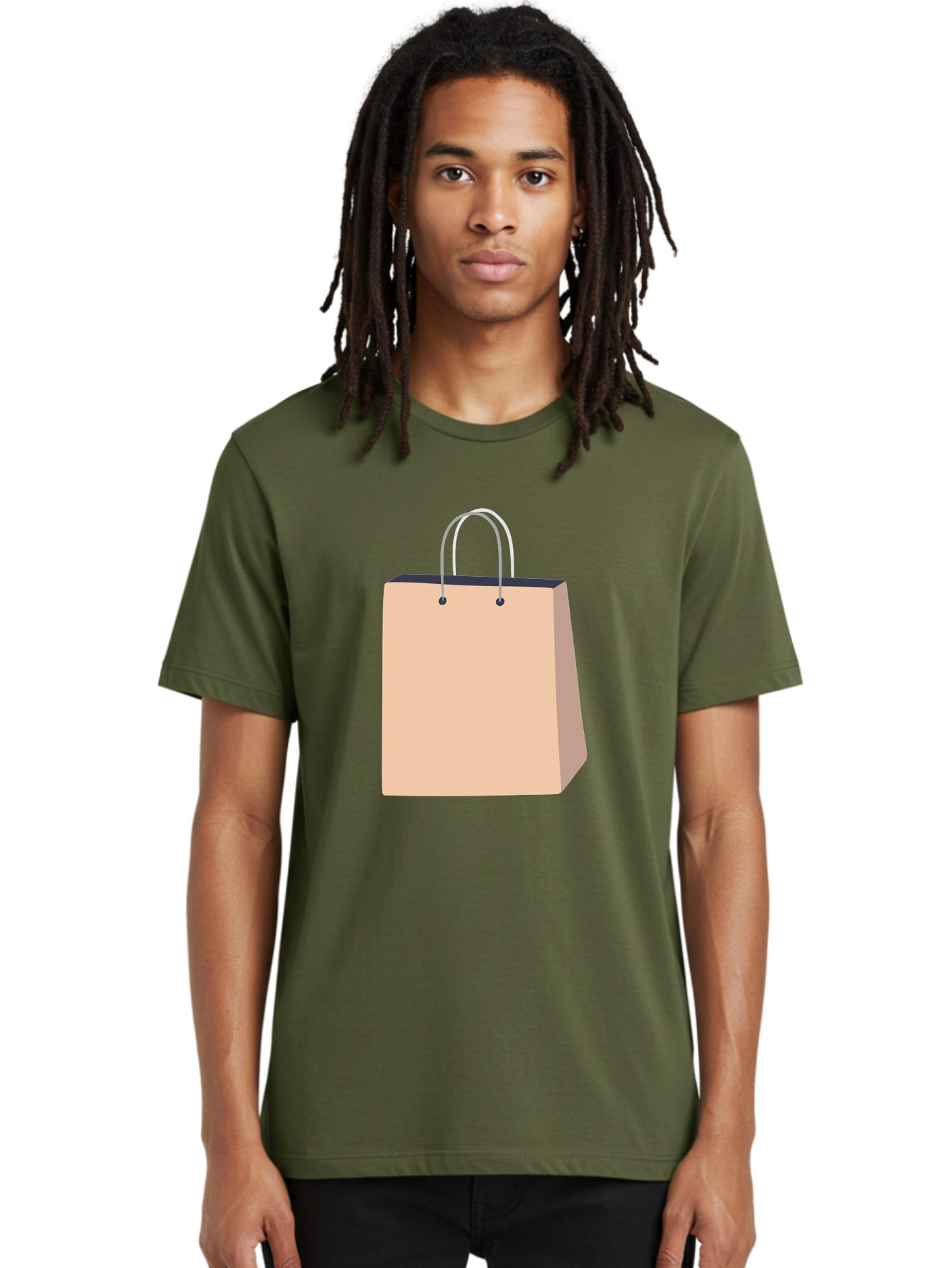 Shopping-Bag Men'S Graphic Tee, 100% Cotton, Comfortable Casual Summer Wear, Machine Washable, Shopping Bag, Retail Packaging, Paper Bag, Handles, Simple Design, Minimalist Style, E-Commerce, Packaging Design Aac111 26