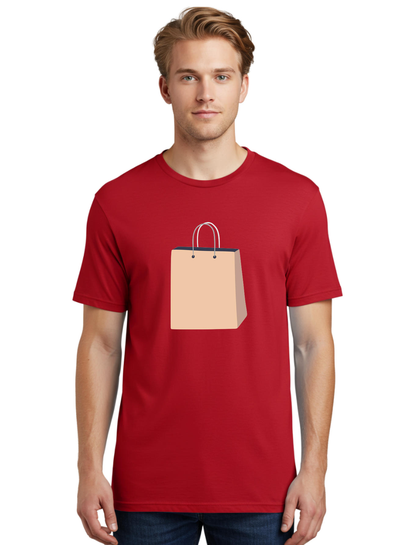 Shopping-Bag Men'S Graphic Tee, 100% Cotton, Comfortable Casual Summer Wear, Machine Washable, Shopping Bag, Retail Packaging, Paper Bag, Handles, Simple Design, Minimalist Style, E-Commerce, Packaging Design Aac111 10
