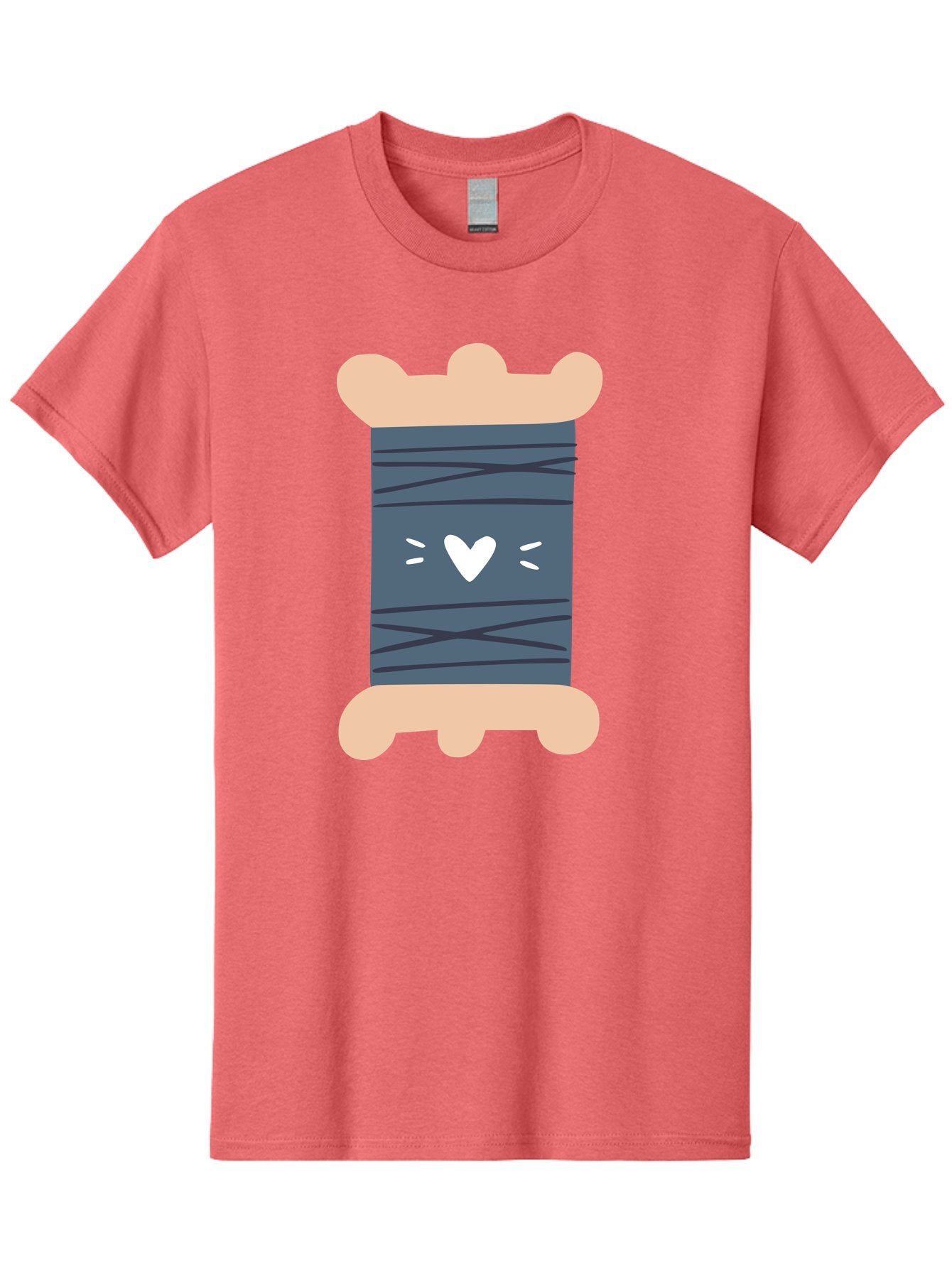 Spool-Of-Thread-2 Men'S Graphic Tee, 100% Cotton, Comfortable Casual Summer Wear, Machine Washable, Spool Of Thread, Sewing Supplies, Crafting Materials, Dark Blue Thread, Heart Symbol, Cute Design, Embroidery Thread, Sewing Kit Aac115 3