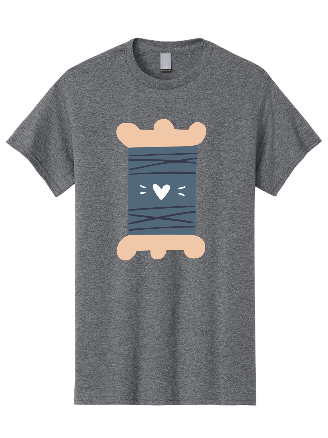 Spool-Of-Thread-2 Men'S Graphic Tee, 100% Cotton, Comfortable Casual Summer Wear, Machine Washable, Spool Of Thread, Sewing Supplies, Crafting Materials, Dark Blue Thread, Heart Symbol, Cute Design, Embroidery Thread, Sewing Kit Aac115 8