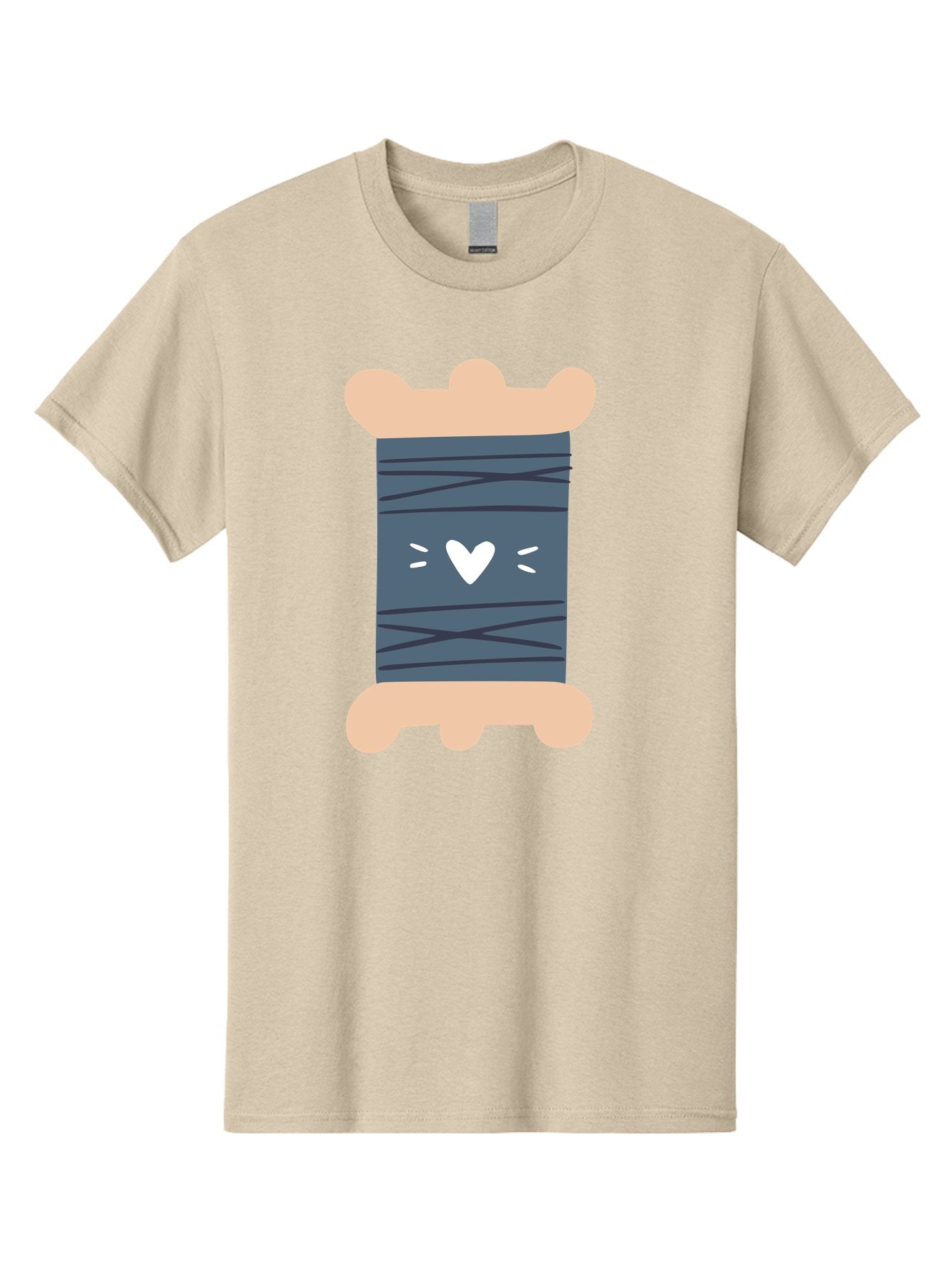 Spool-Of-Thread-2 Men'S Graphic Tee, 100% Cotton, Comfortable Casual Summer Wear, Machine Washable, Spool Of Thread, Sewing Supplies, Crafting Materials, Dark Blue Thread, Heart Symbol, Cute Design, Embroidery Thread, Sewing Kit Aac115 15
