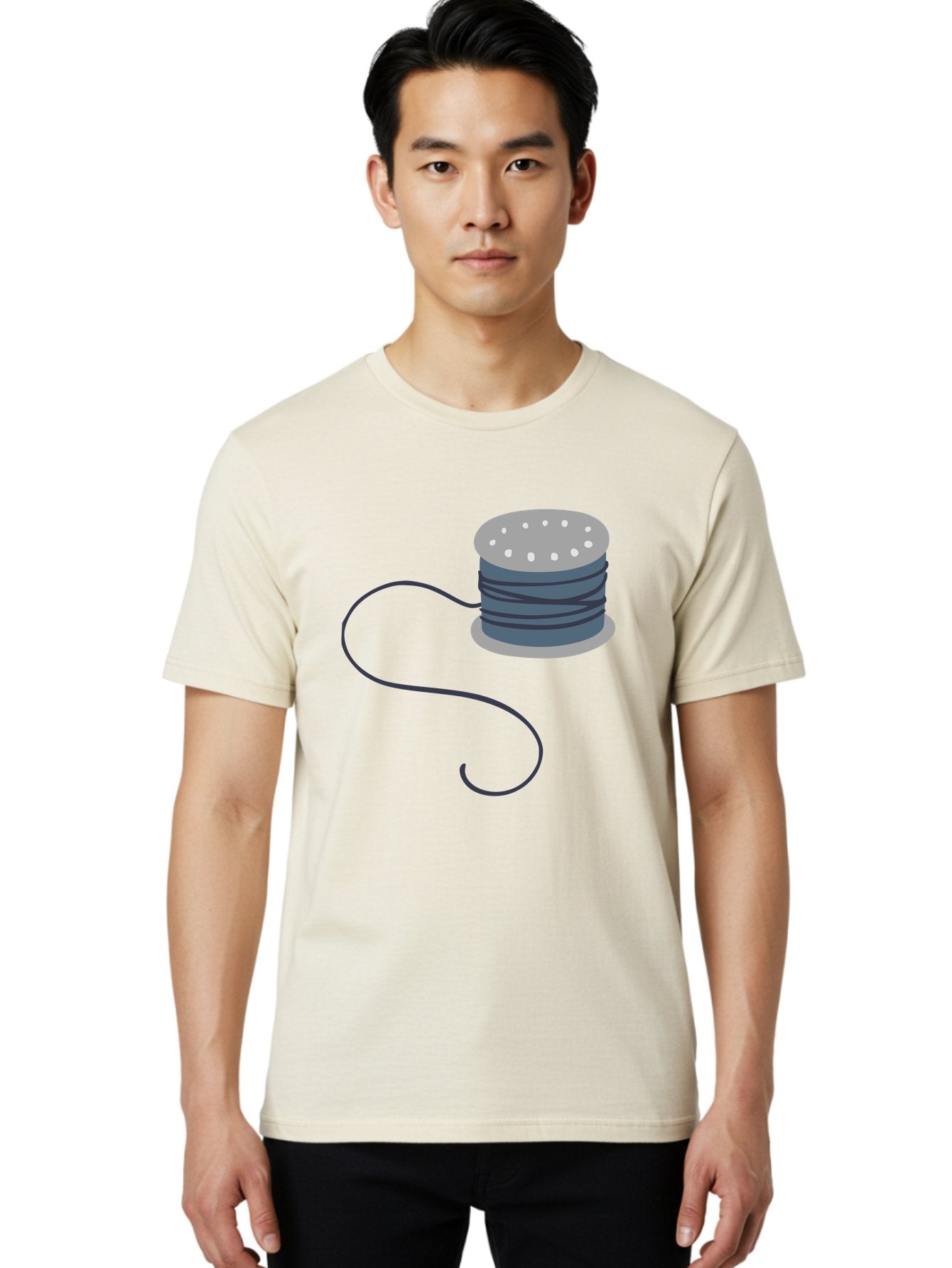 Spool-Of-Thread-3 Men'S Graphic Tee, 100% Cotton, Comfortable Casual Summer Wear, Machine Washable, Spool Of Thread, Sewing Supplies, Crafting Tools, Needlework Accessories, Embroidery Materials, Textile Crafting Aac116 23