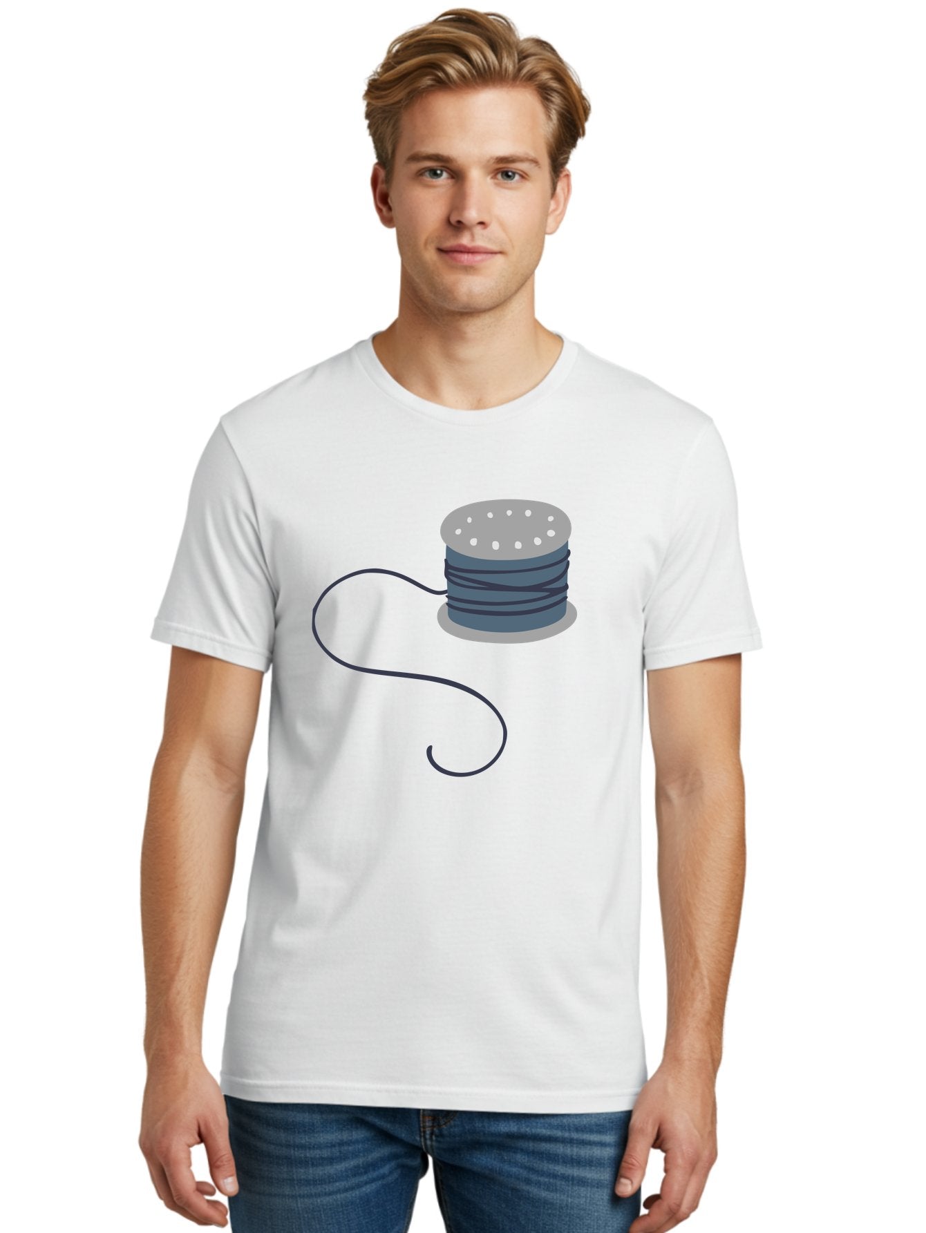 Spool-Of-Thread-3 Men'S Graphic Tee, 100% Cotton, Comfortable Casual Summer Wear, Machine Washable, Spool Of Thread, Sewing Supplies, Crafting Tools, Needlework Accessories, Embroidery Materials, Textile Crafting Aac116 24