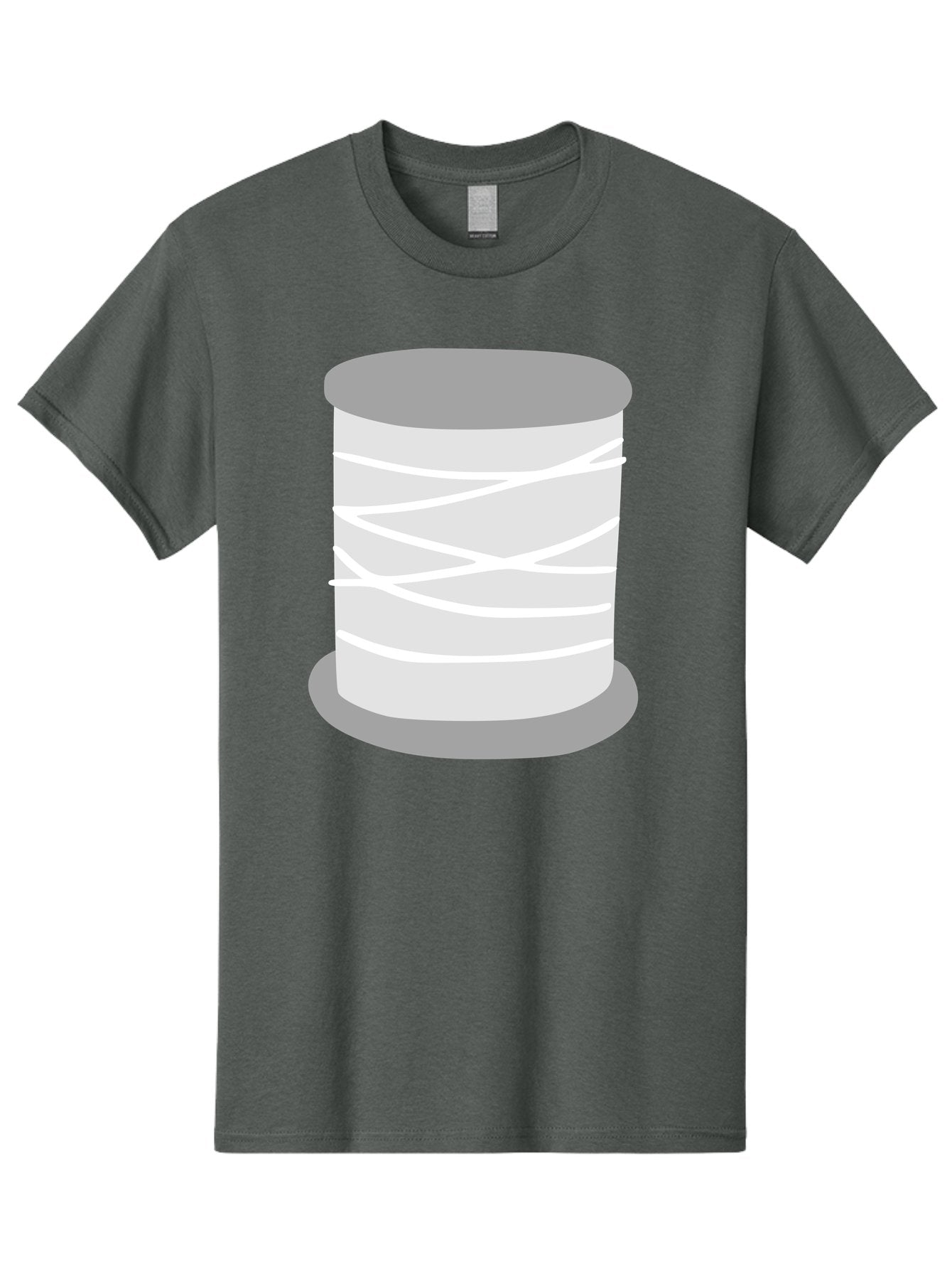Spool-Of-Thread Men'S Graphic Tee, 100% Cotton, Comfortable Casual Summer Wear, Machine Washable, Spool Of Thread, Sewing Supplies, Crafting Essentials, White Thread, Gray Spool, Minimalist Design, Textile Crafting Aac117