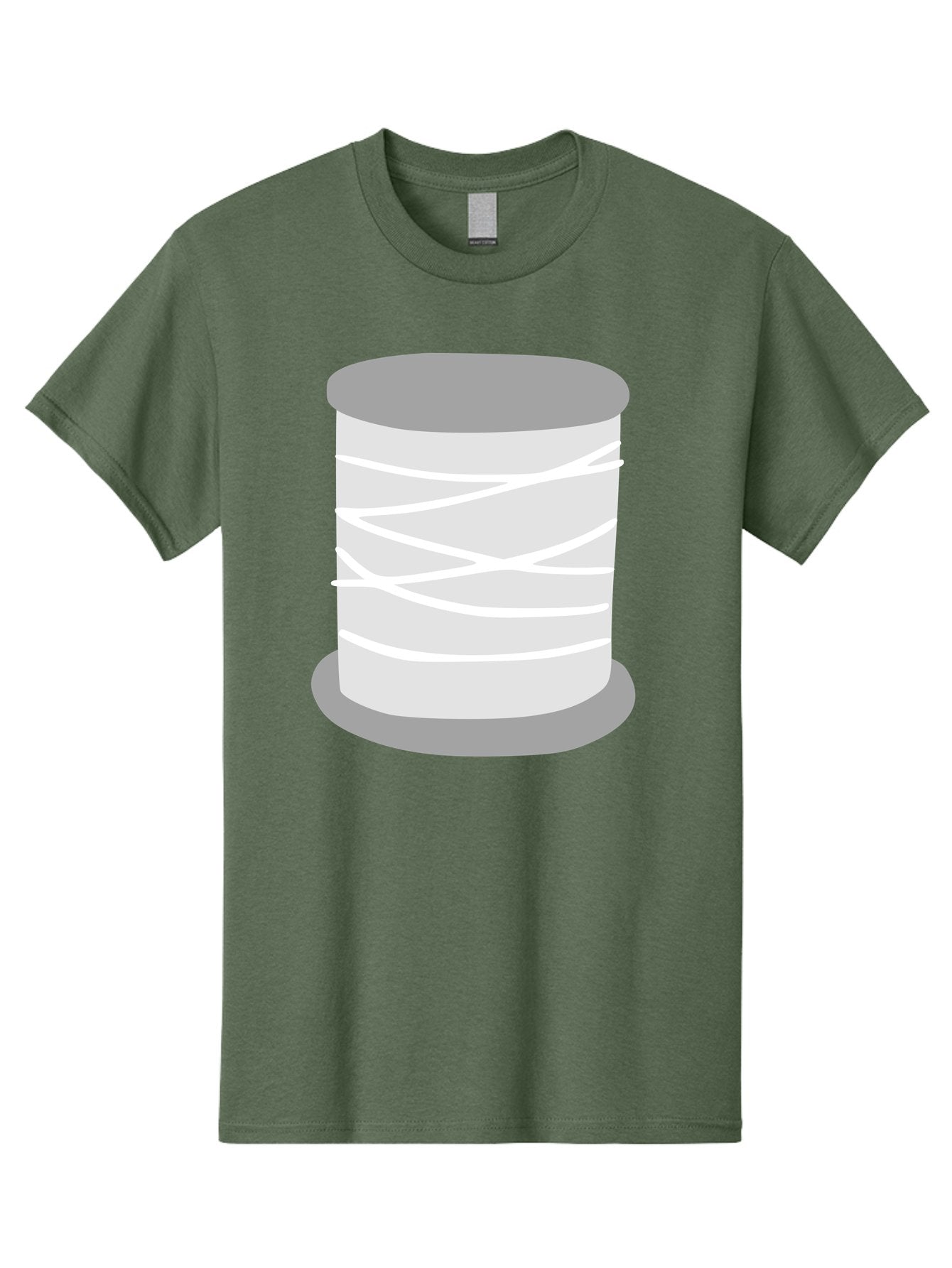 Spool-Of-Thread Men'S Graphic Tee, 100% Cotton, Comfortable Casual Summer Wear, Machine Washable, Spool Of Thread, Sewing Supplies, Crafting Essentials, White Thread, Gray Spool, Minimalist Design, Textile Crafting Aac117