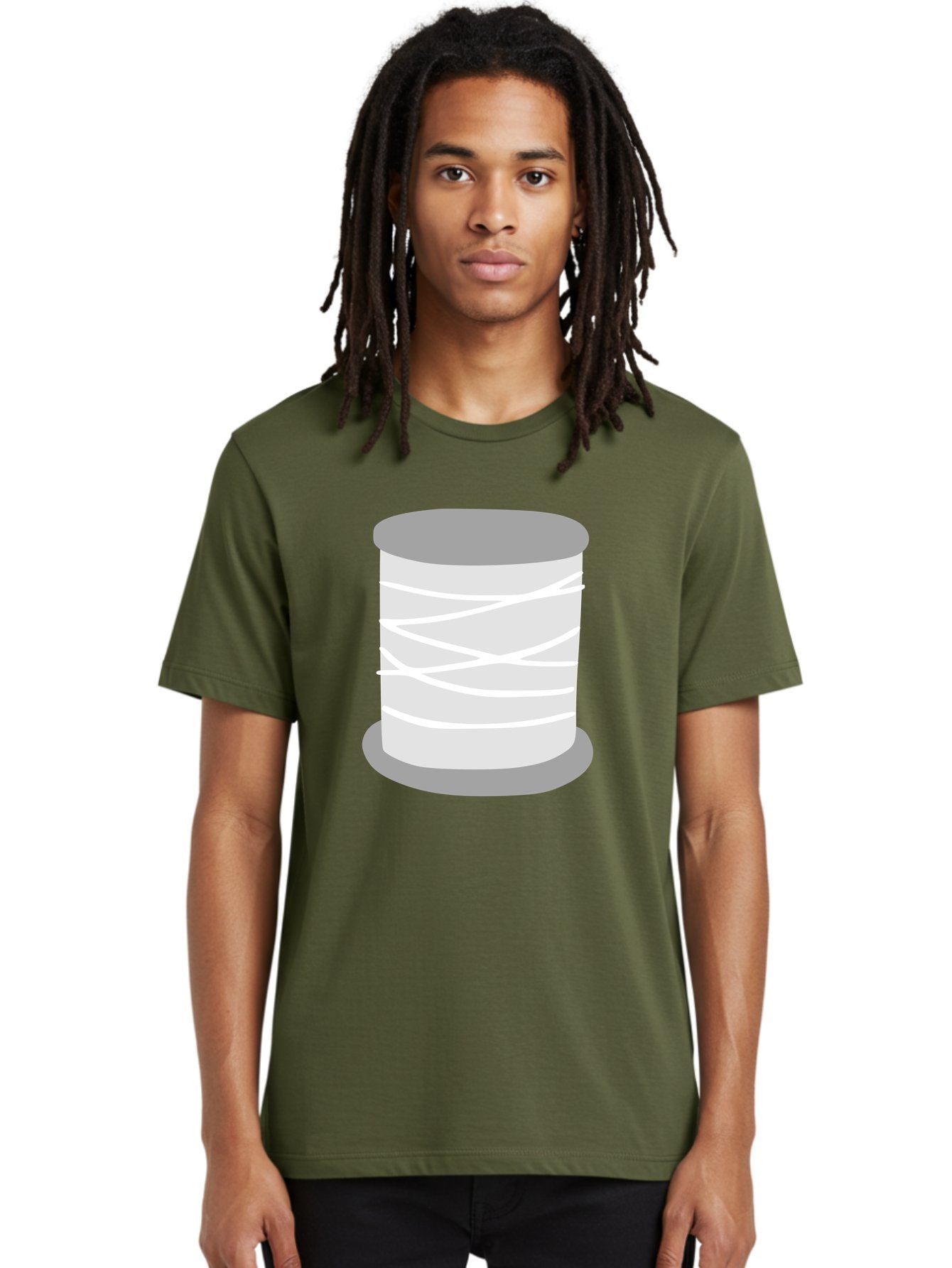 Spool-Of-Thread Men'S Graphic Tee, 100% Cotton, Comfortable Casual Summer Wear, Machine Washable, Spool Of Thread, Sewing Supplies, Crafting Essentials, White Thread, Gray Spool, Minimalist Design, Textile Crafting Aac117 21