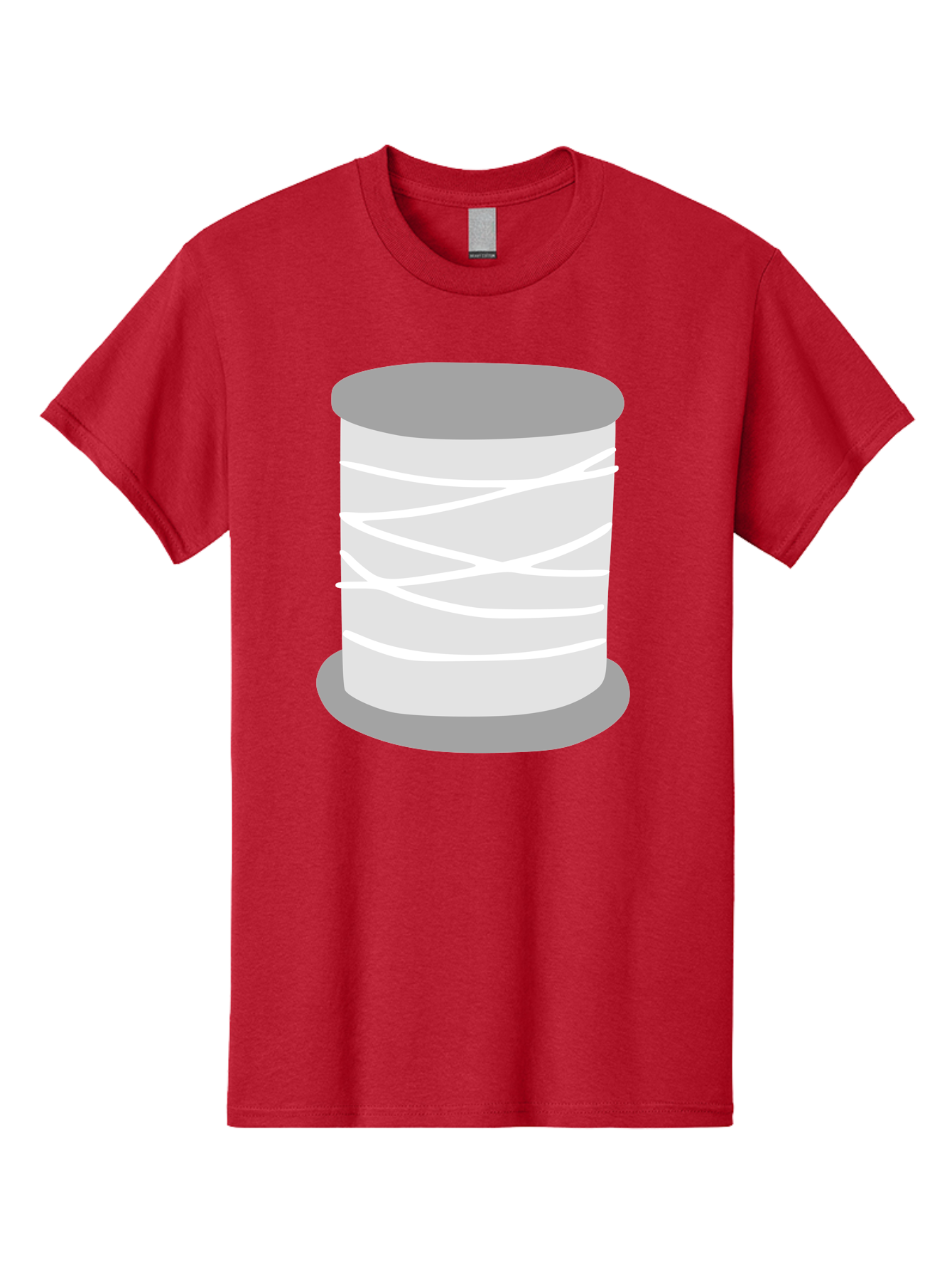 Spool-Of-Thread Men'S Graphic Tee, 100% Cotton, Comfortable Casual Summer Wear, Machine Washable, Spool Of Thread, Sewing Supplies, Crafting Essentials, White Thread, Gray Spool, Minimalist Design, Textile Crafting Aac117