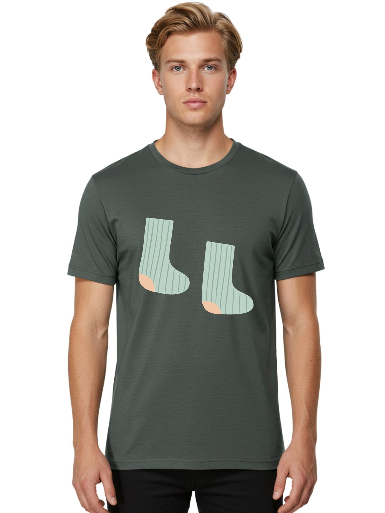 Striped-Socks Men'S Graphic Tee, 100% Cotton, Comfortable Casual Summer Wear, Machine Washable, Striped Socks, Matching Socks, Casual Footwear, Comfortable Clothing, Fashion Accessories, Clothing Details Aac119 29