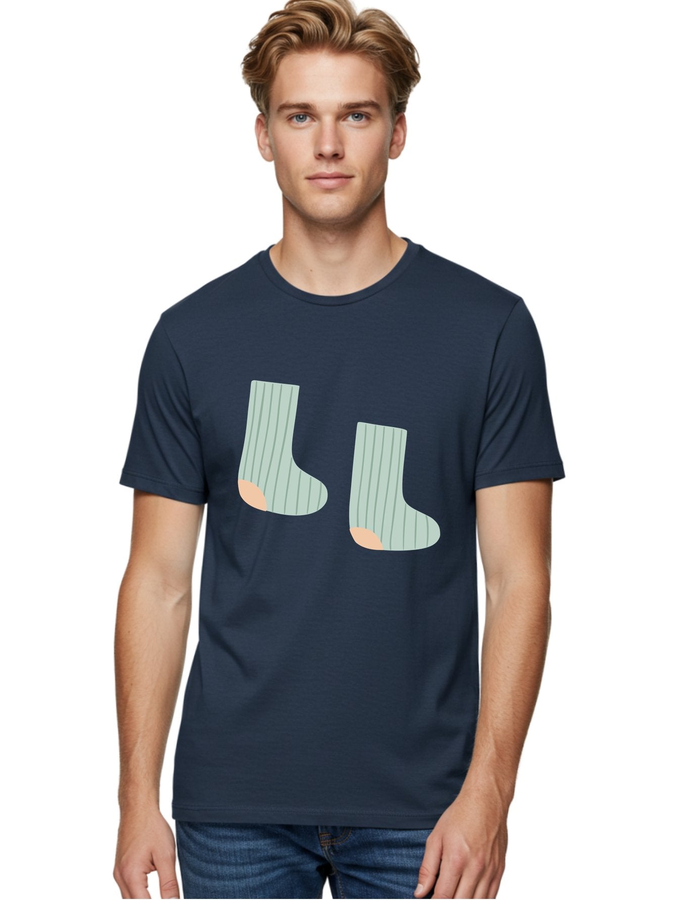 Striped-Socks Men'S Graphic Tee, 100% Cotton, Comfortable Casual Summer Wear, Machine Washable, Striped Socks, Matching Socks, Casual Footwear, Comfortable Clothing, Fashion Accessories, Clothing Details Aac119 16