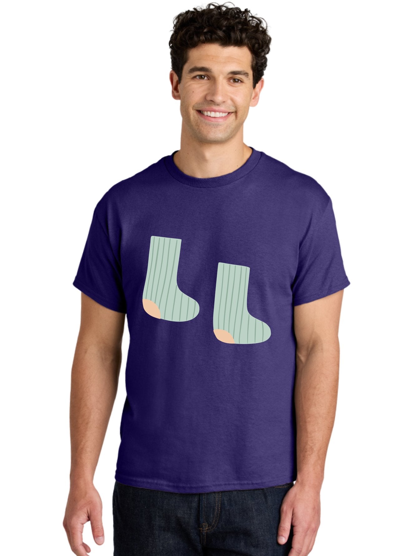 Striped-Socks Men'S Graphic Tee, 100% Cotton, Comfortable Casual Summer Wear, Machine Washable, Striped Socks, Matching Socks, Casual Footwear, Comfortable Clothing, Fashion Accessories, Clothing Details Aac119 17