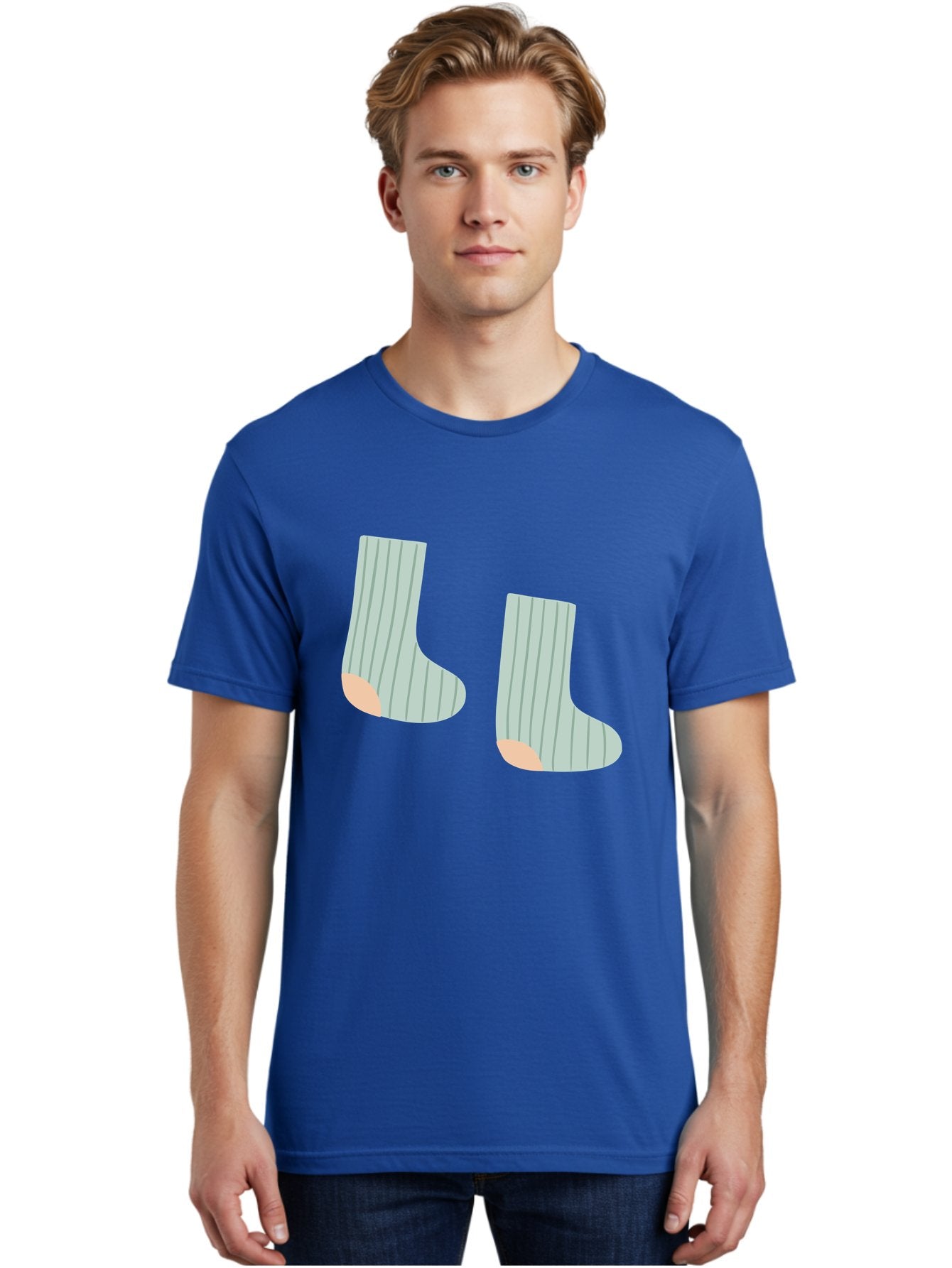 Striped-Socks Men'S Graphic Tee, 100% Cotton, Comfortable Casual Summer Wear, Machine Washable, Striped Socks, Matching Socks, Casual Footwear, Comfortable Clothing, Fashion Accessories, Clothing Details Aac119 19