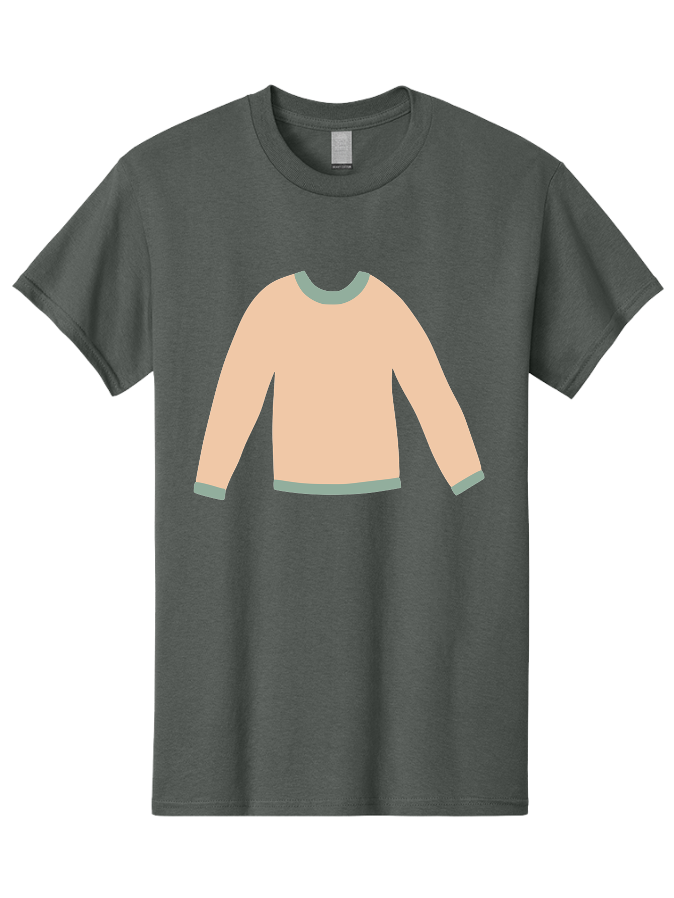 Sweater Men'S Graphic Tee, 100% Cotton, Comfortable Casual Summer Wear, Machine Washable, Peach-Colored Sweater, Long-Sleeved Shirt, Casual Wear, Comfortable Clothing, Soft Peach, Gray Trim, Simple Design, Minimalist Fashion Aac120 19