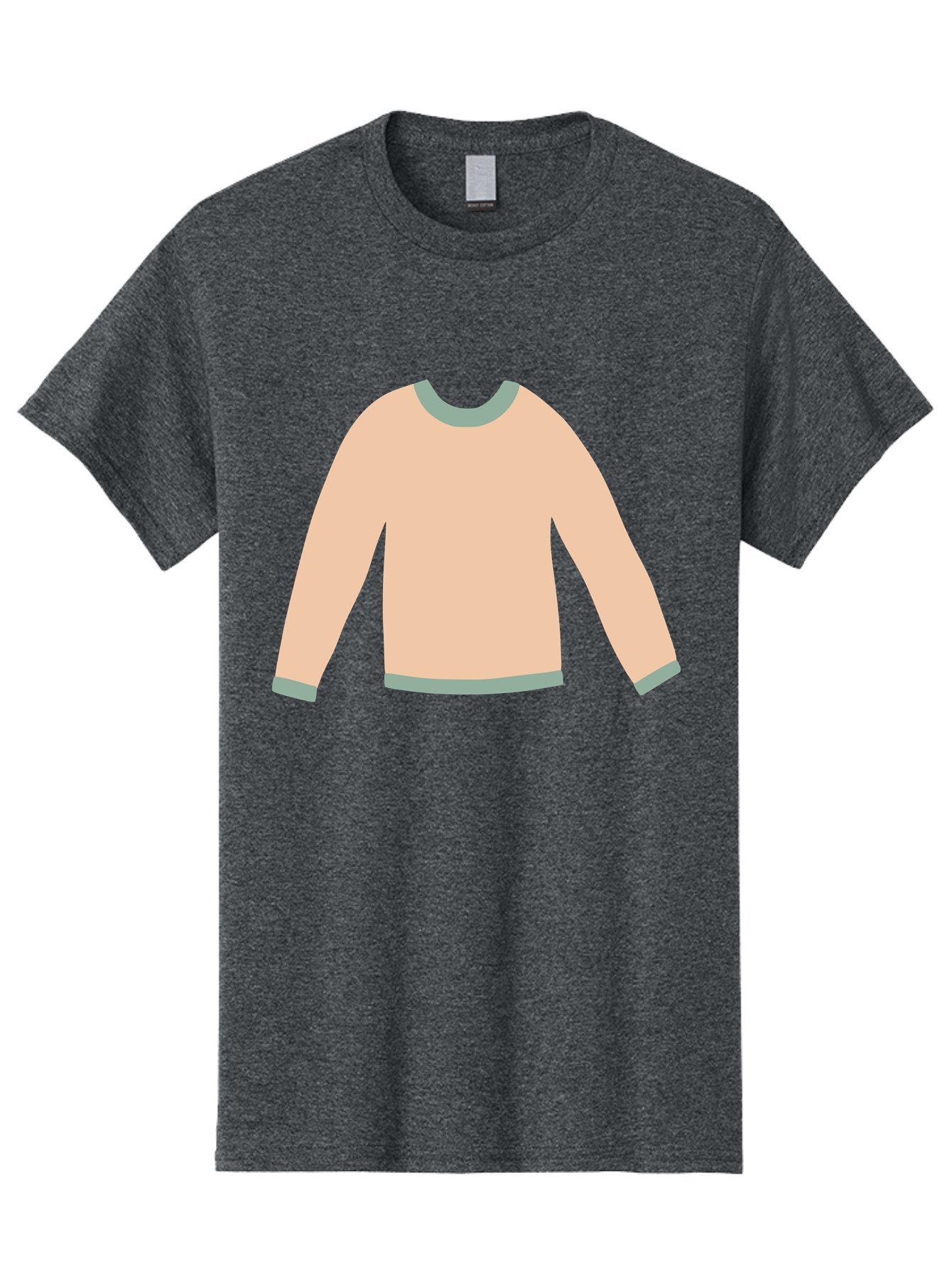 Sweater Men'S Graphic Tee, 100% Cotton, Comfortable Casual Summer Wear, Machine Washable, Peach-Colored Sweater, Long-Sleeved Shirt, Casual Wear, Comfortable Clothing, Soft Peach, Gray Trim, Simple Design, Minimalist Fashion Aac120 6