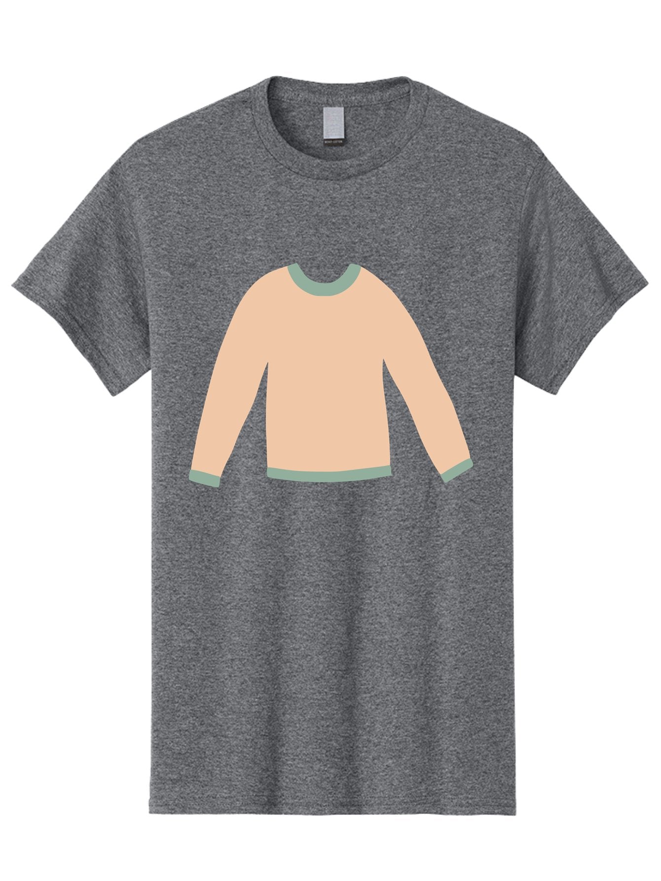 Sweater Men'S Graphic Tee, 100% Cotton, Comfortable Casual Summer Wear, Machine Washable, Peach-Colored Sweater, Long-Sleeved Shirt, Casual Wear, Comfortable Clothing, Soft Peach, Gray Trim, Simple Design, Minimalist Fashion Aac120 12