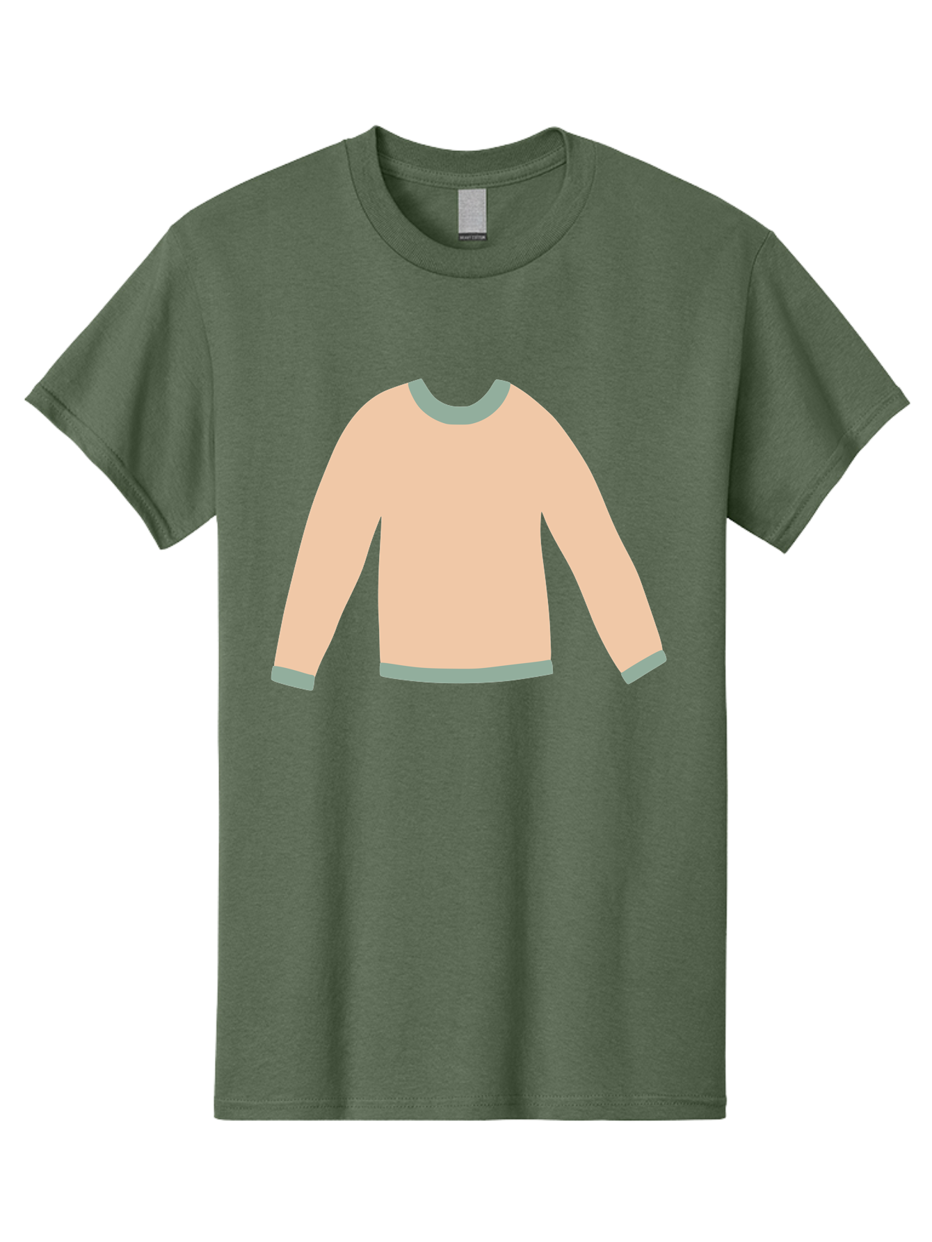 Sweater Men'S Graphic Tee, 100% Cotton, Comfortable Casual Summer Wear, Machine Washable, Peach-Colored Sweater, Long-Sleeved Shirt, Casual Wear, Comfortable Clothing, Soft Peach, Gray Trim, Simple Design, Minimalist Fashion Aac120 7