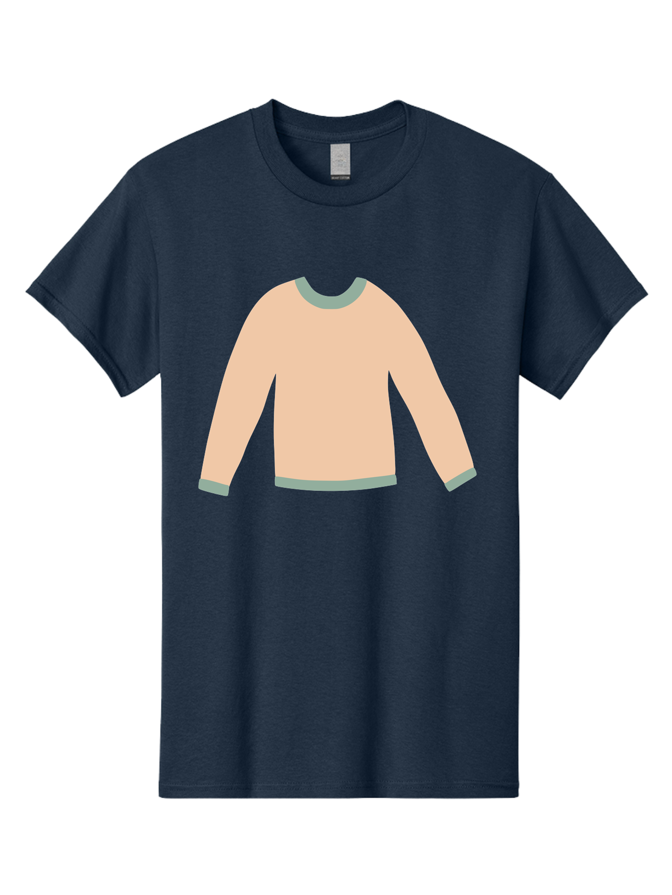 Sweater Men'S Graphic Tee, 100% Cotton, Comfortable Casual Summer Wear, Machine Washable, Peach-Colored Sweater, Long-Sleeved Shirt, Casual Wear, Comfortable Clothing, Soft Peach, Gray Trim, Simple Design, Minimalist Fashion Aac120 3