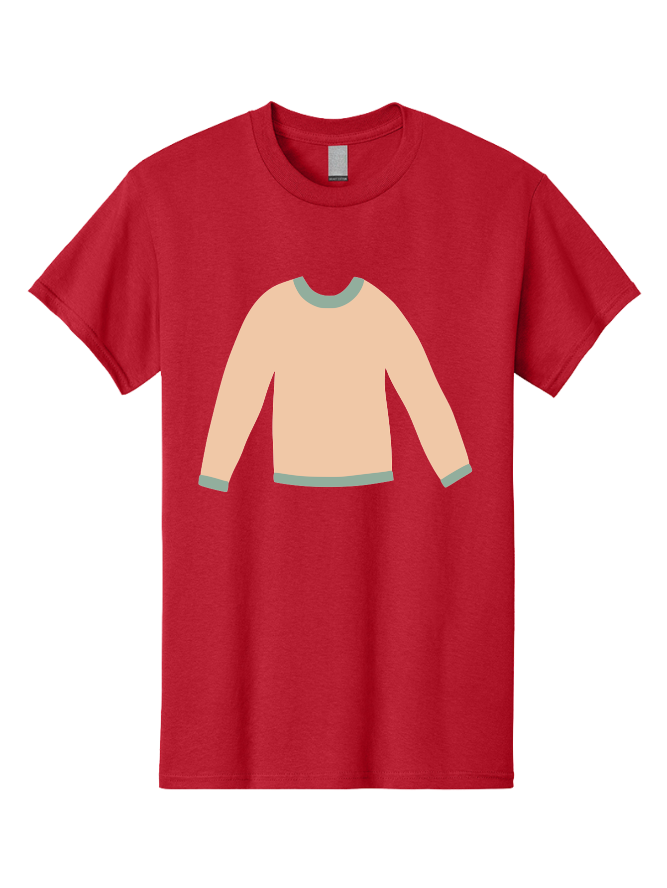 Sweater Men'S Graphic Tee, 100% Cotton, Comfortable Casual Summer Wear, Machine Washable, Peach-Colored Sweater, Long-Sleeved Shirt, Casual Wear, Comfortable Clothing, Soft Peach, Gray Trim, Simple Design, Minimalist Fashion Aac120 11