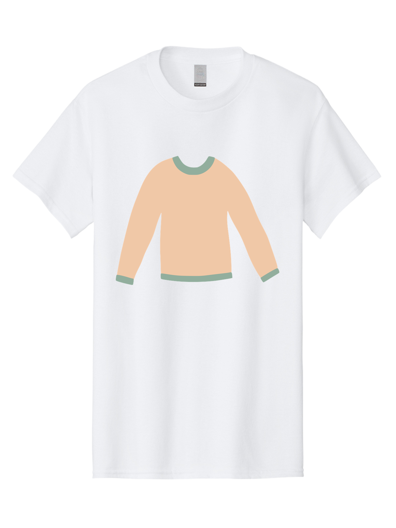 Sweater Men'S Graphic Tee, 100% Cotton, Comfortable Casual Summer Wear, Machine Washable, Peach-Colored Sweater, Long-Sleeved Shirt, Casual Wear, Comfortable Clothing, Soft Peach, Gray Trim, Simple Design, Minimalist Fashion Aac120 23