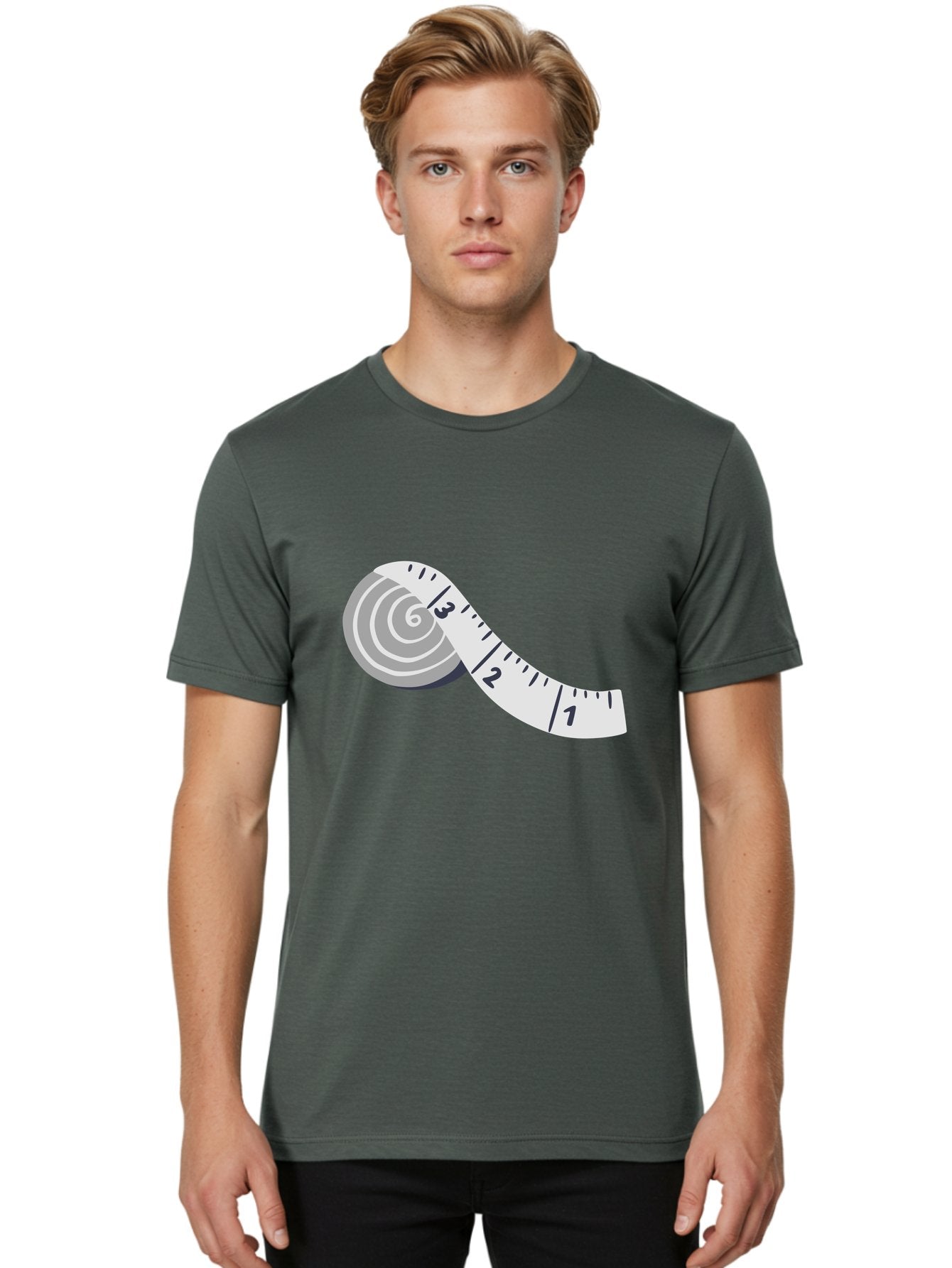 Tape-Measure Men'S Graphic Tee, 100% Cotton, Comfortable Casual Summer Wear, Machine Washable, Tape Measure, Measuring Tape, Flexible Ruler, Measurement Tool, Sewing, Crafting, Diy, Body Measurement, Weight Loss Aac122 23