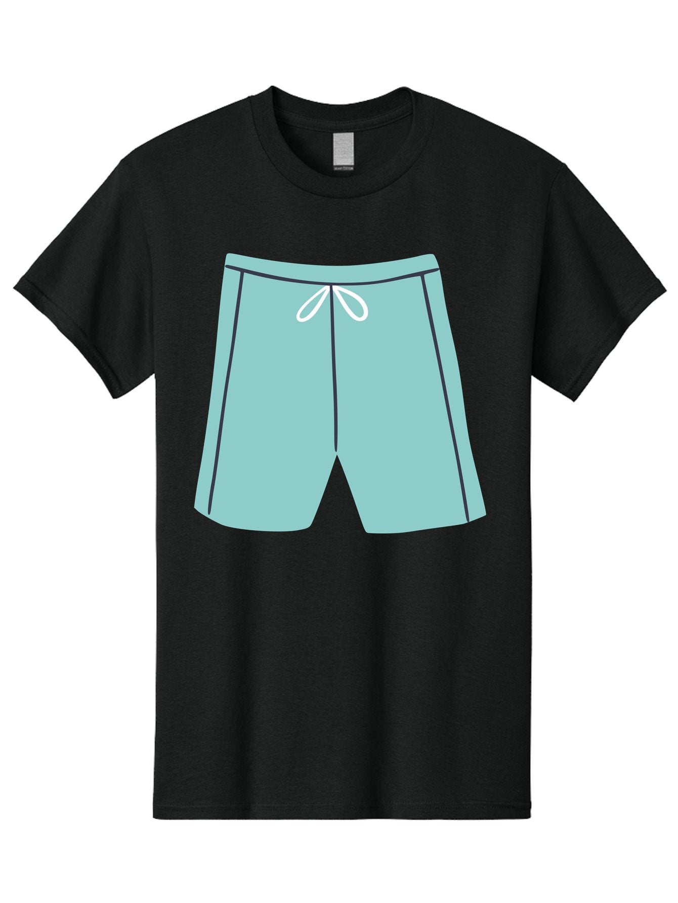 Teal-Shorts Men'S Graphic Tee, 100% Cotton, Comfortable Casual Summer Wear, Machine Washable, Teal Shorts, Drawstring Waist, Black Stripes, Athletic Wear, Casual Fashion, Comfortable Clothing, Relaxed Fit, Summer Style Aac123