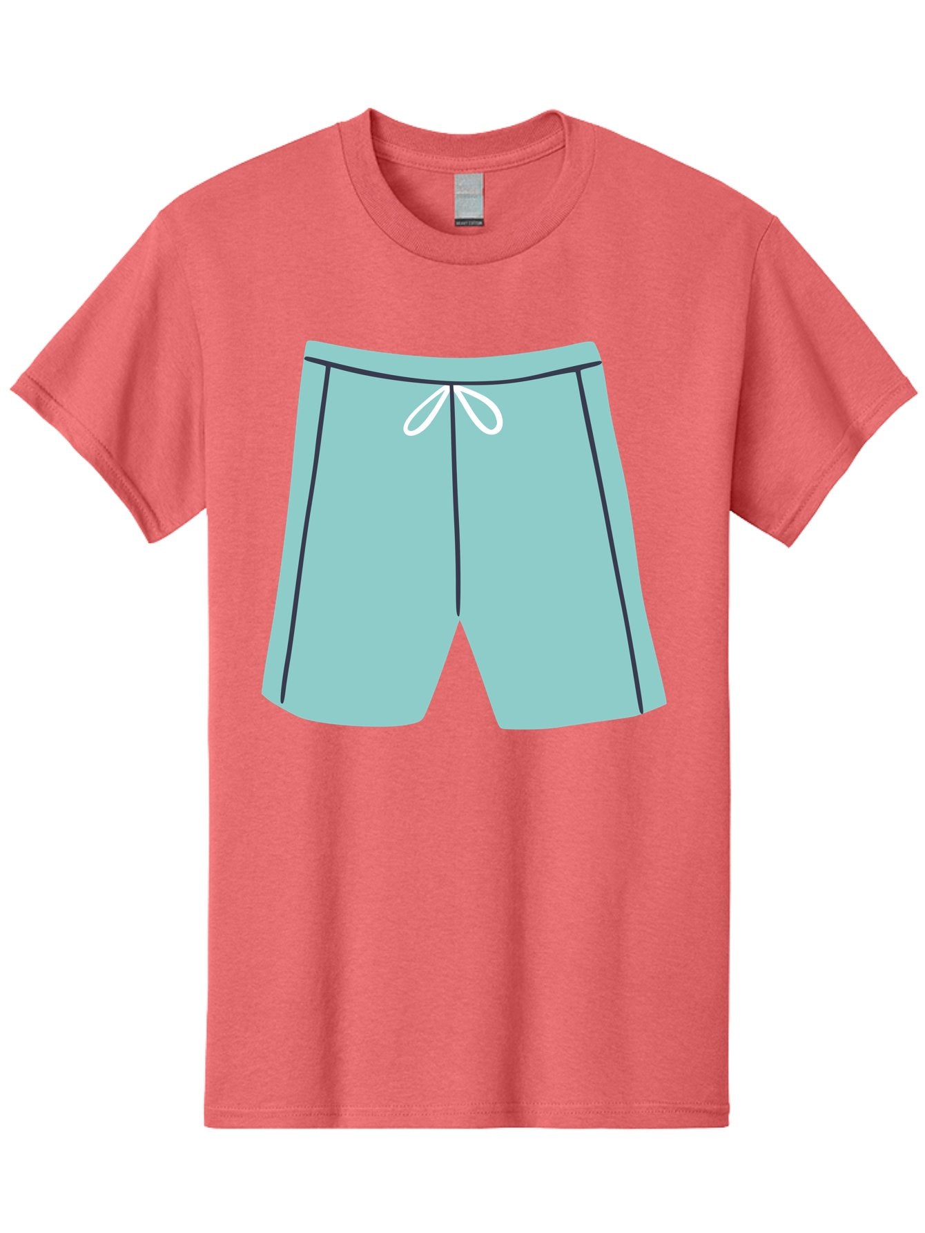 Teal-Shorts Men'S Graphic Tee, 100% Cotton, Comfortable Casual Summer Wear, Machine Washable, Teal Shorts, Drawstring Waist, Black Stripes, Athletic Wear, Casual Fashion, Comfortable Clothing, Relaxed Fit, Summer Style Aac123 5