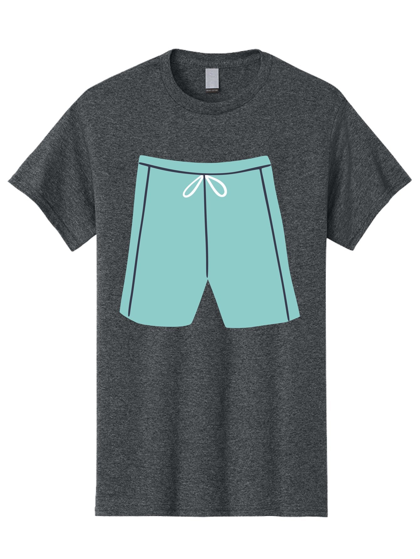 Teal-Shorts Men'S Graphic Tee, 100% Cotton, Comfortable Casual Summer Wear, Machine Washable, Teal Shorts, Drawstring Waist, Black Stripes, Athletic Wear, Casual Fashion, Comfortable Clothing, Relaxed Fit, Summer Style Aac123 4