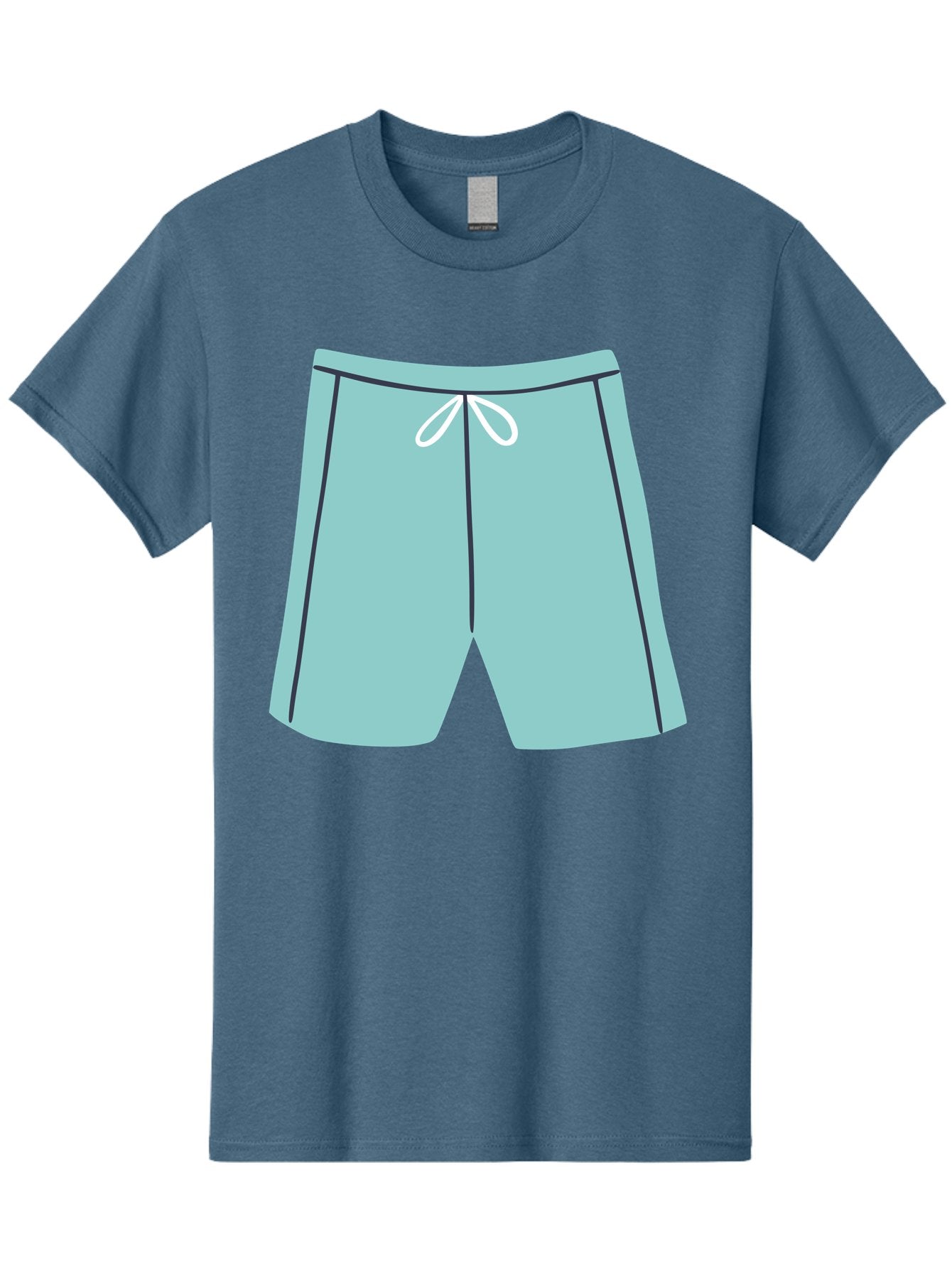 Teal-Shorts Men'S Graphic Tee, 100% Cotton, Comfortable Casual Summer Wear, Machine Washable, Teal Shorts, Drawstring Waist, Black Stripes, Athletic Wear, Casual Fashion, Comfortable Clothing, Relaxed Fit, Summer Style Aac123 13