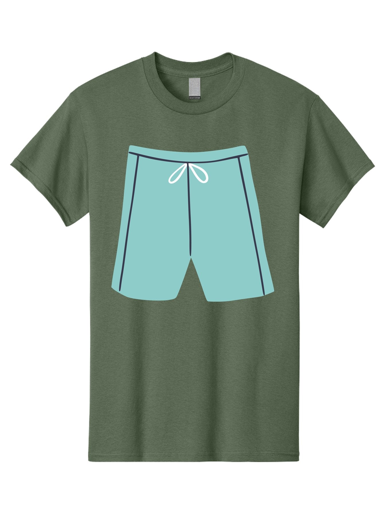 Teal-Shorts Men'S Graphic Tee, 100% Cotton, Comfortable Casual Summer Wear, Machine Washable, Teal Shorts, Drawstring Waist, Black Stripes, Athletic Wear, Casual Fashion, Comfortable Clothing, Relaxed Fit, Summer Style Aac123 7