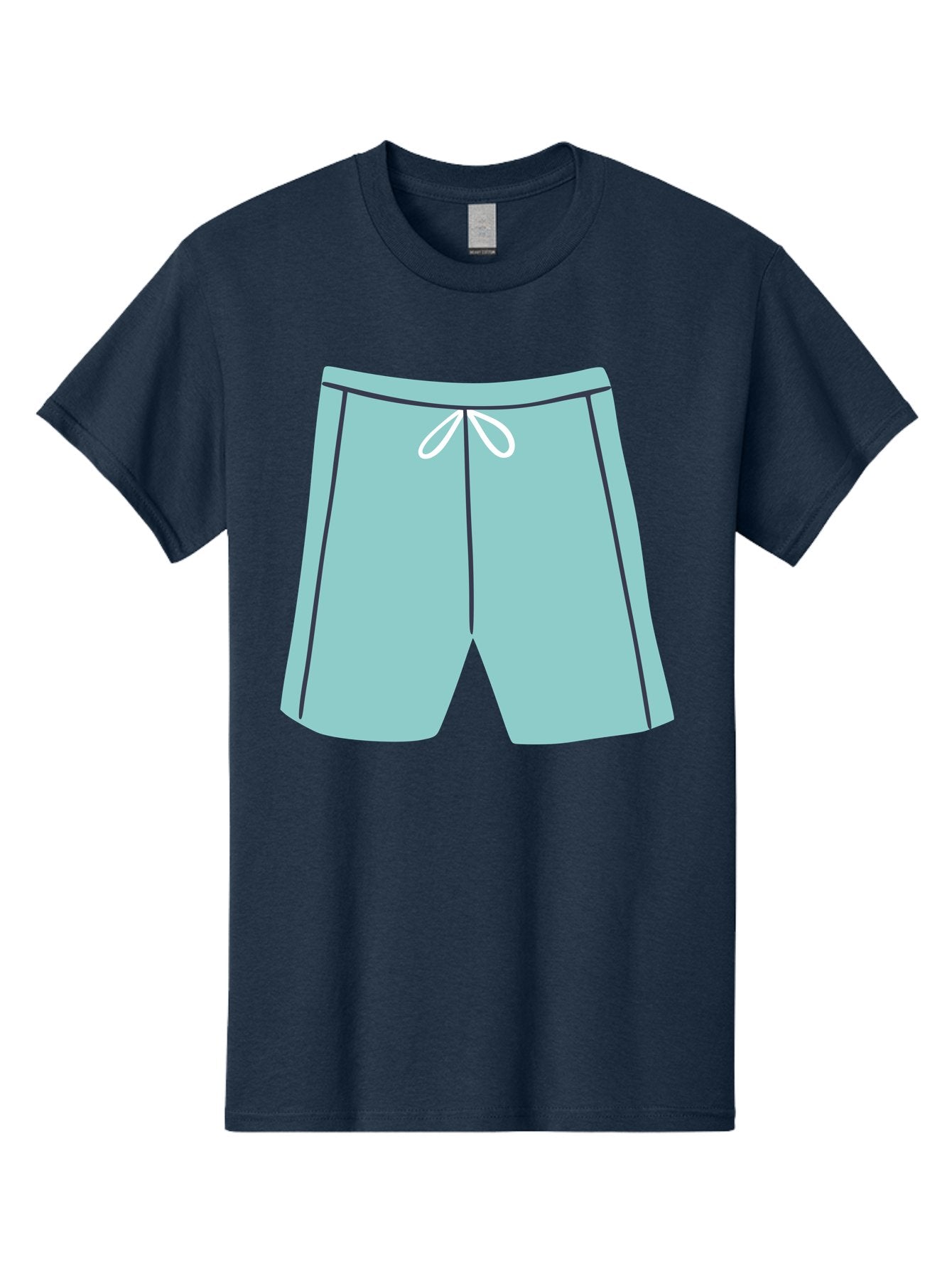 Teal-Shorts Men'S Graphic Tee, 100% Cotton, Comfortable Casual Summer Wear, Machine Washable, Teal Shorts, Drawstring Waist, Black Stripes, Athletic Wear, Casual Fashion, Comfortable Clothing, Relaxed Fit, Summer Style Aac123