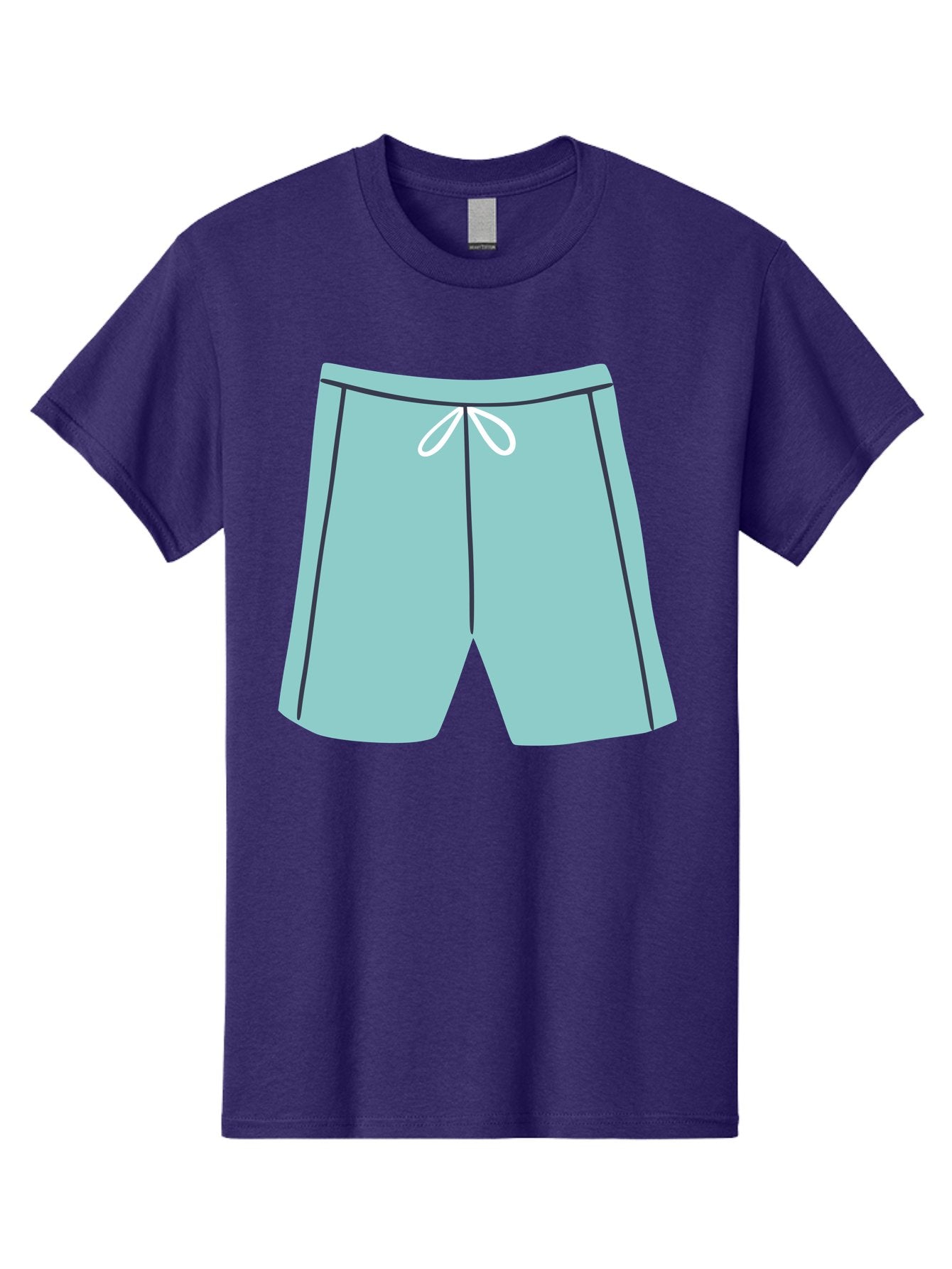 Teal-Shorts Men'S Graphic Tee, 100% Cotton, Comfortable Casual Summer Wear, Machine Washable, Teal Shorts, Drawstring Waist, Black Stripes, Athletic Wear, Casual Fashion, Comfortable Clothing, Relaxed Fit, Summer Style Aac123 3