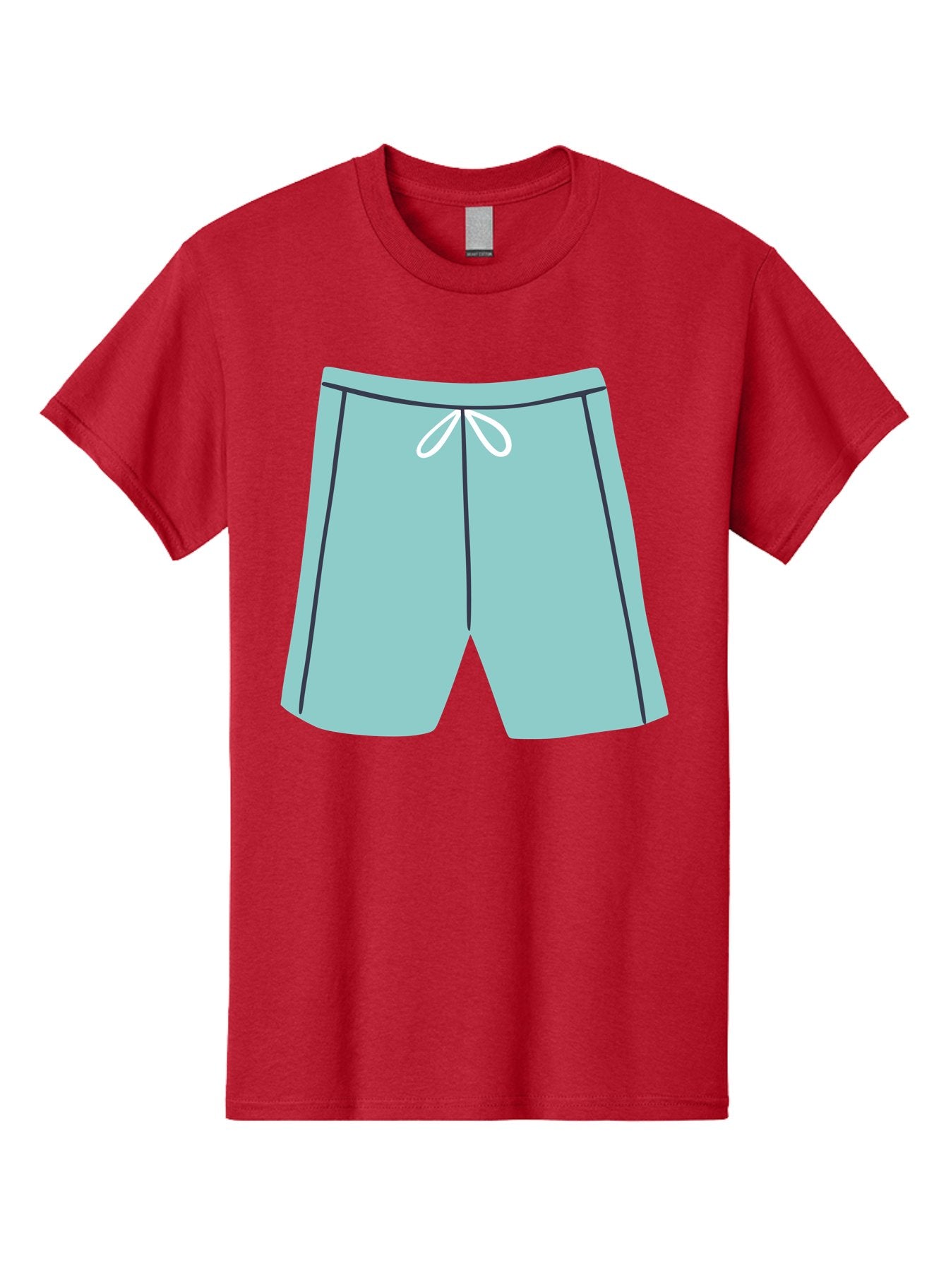 Teal-Shorts Men'S Graphic Tee, 100% Cotton, Comfortable Casual Summer Wear, Machine Washable, Teal Shorts, Drawstring Waist, Black Stripes, Athletic Wear, Casual Fashion, Comfortable Clothing, Relaxed Fit, Summer Style Aac123 10