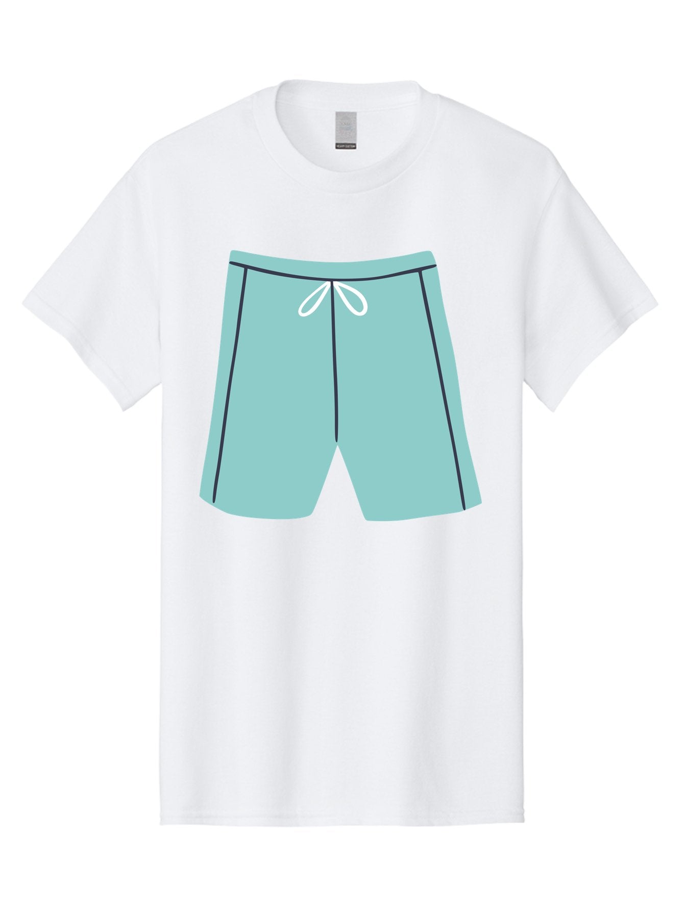 Teal-Shorts Men'S Graphic Tee, 100% Cotton, Comfortable Casual Summer Wear, Machine Washable, Teal Shorts, Drawstring Waist, Black Stripes, Athletic Wear, Casual Fashion, Comfortable Clothing, Relaxed Fit, Summer Style Aac123 8