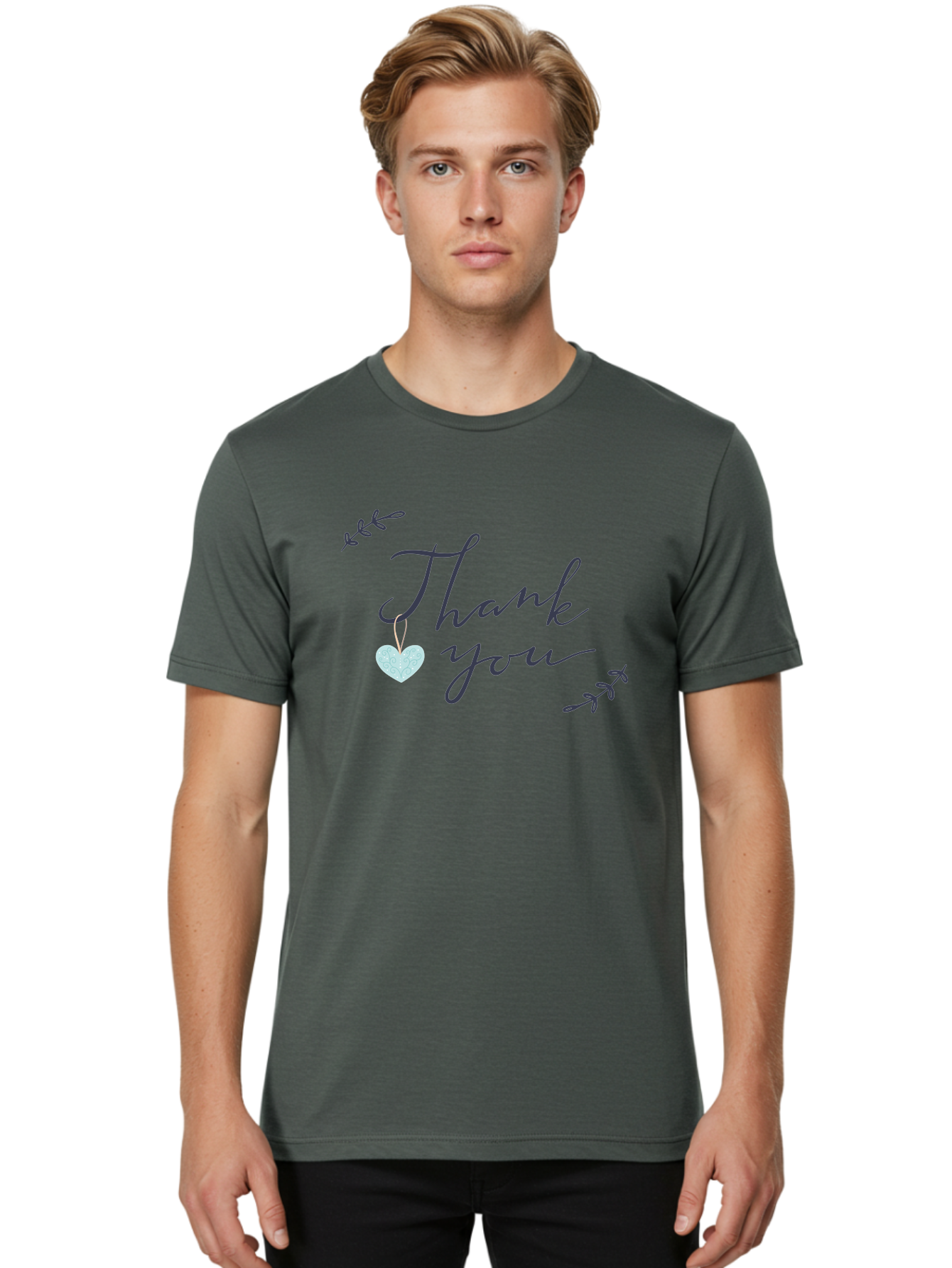 Thank-You-1 Men'S Graphic Tee, 100% Cotton, Comfortable Casual Summer Wear, Machine Washable, Thank You Message, Gratitude, Appreciation, Heart Symbol, Love, Kindness, Positive Vibes, Sweet Gesture, Purple Script, Glittery Heart Aac124 12