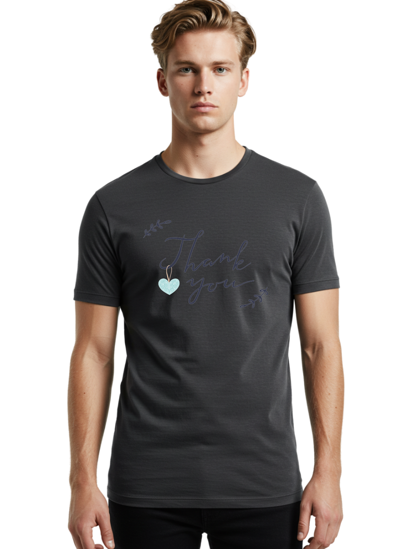 Thank-You-1 Men'S Graphic Tee, 100% Cotton, Comfortable Casual Summer Wear, Machine Washable, Thank You Message, Gratitude, Appreciation, Heart Symbol, Love, Kindness, Positive Vibes, Sweet Gesture, Purple Script, Glittery Heart Aac124 20