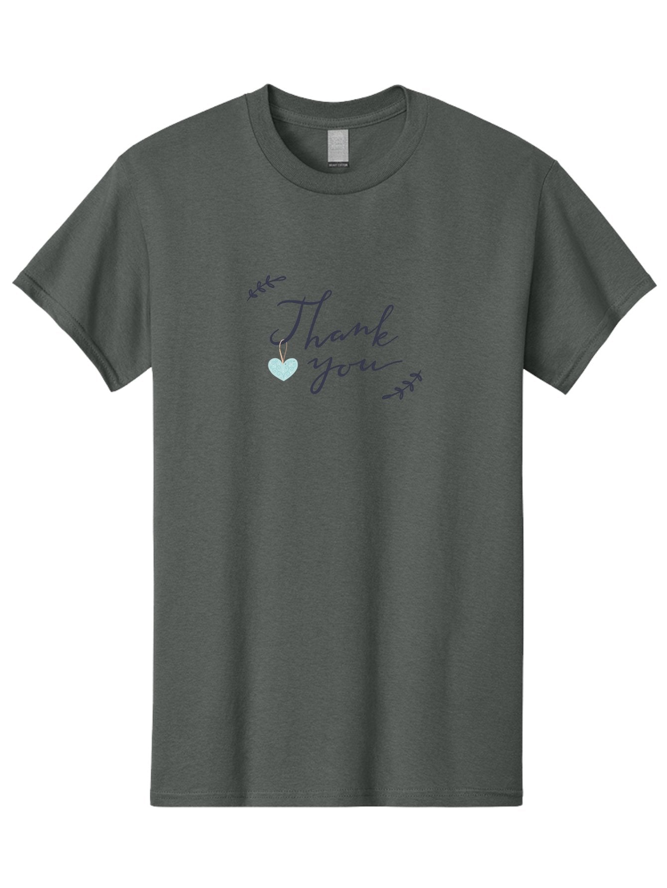 Thank-You Men'S Graphic Tee, 100% Cotton, Comfortable Casual Summer Wear, Machine Washable, Thank You Message, Gratitude, Appreciation, Heartfelt Thanks, Cursive Text, Blue Heart, Delicate Leaves, Elegant Design, Acknowledgement Gift, Aac125 12