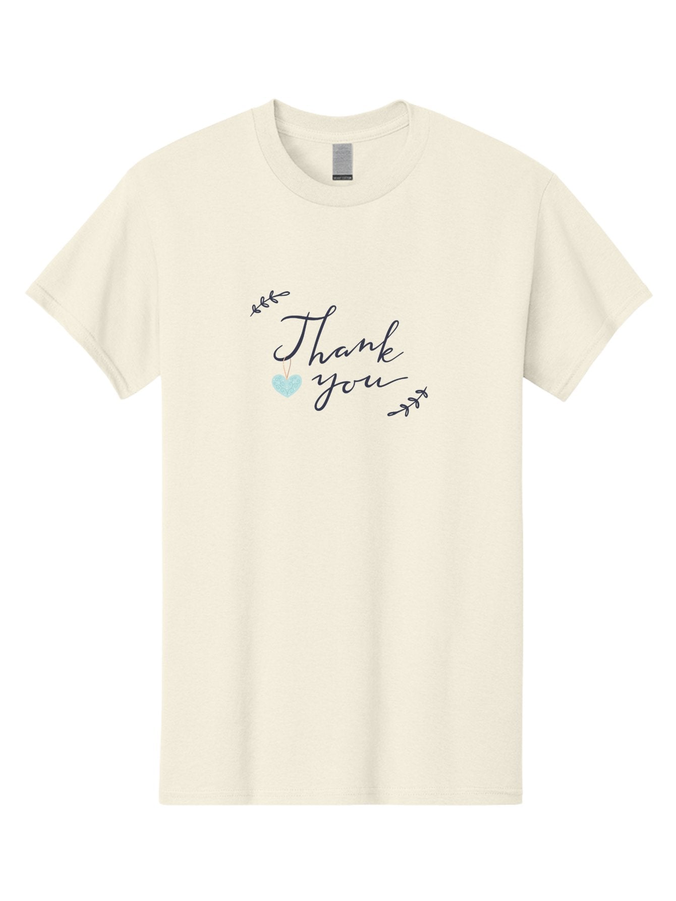 Thank-You Men'S Graphic Tee, 100% Cotton, Comfortable Casual Summer Wear, Machine Washable, Thank You Message, Gratitude, Appreciation, Heartfelt Thanks, Cursive Text, Blue Heart, Delicate Leaves, Elegant Design, Acknowledgement Gift, Aac125 9