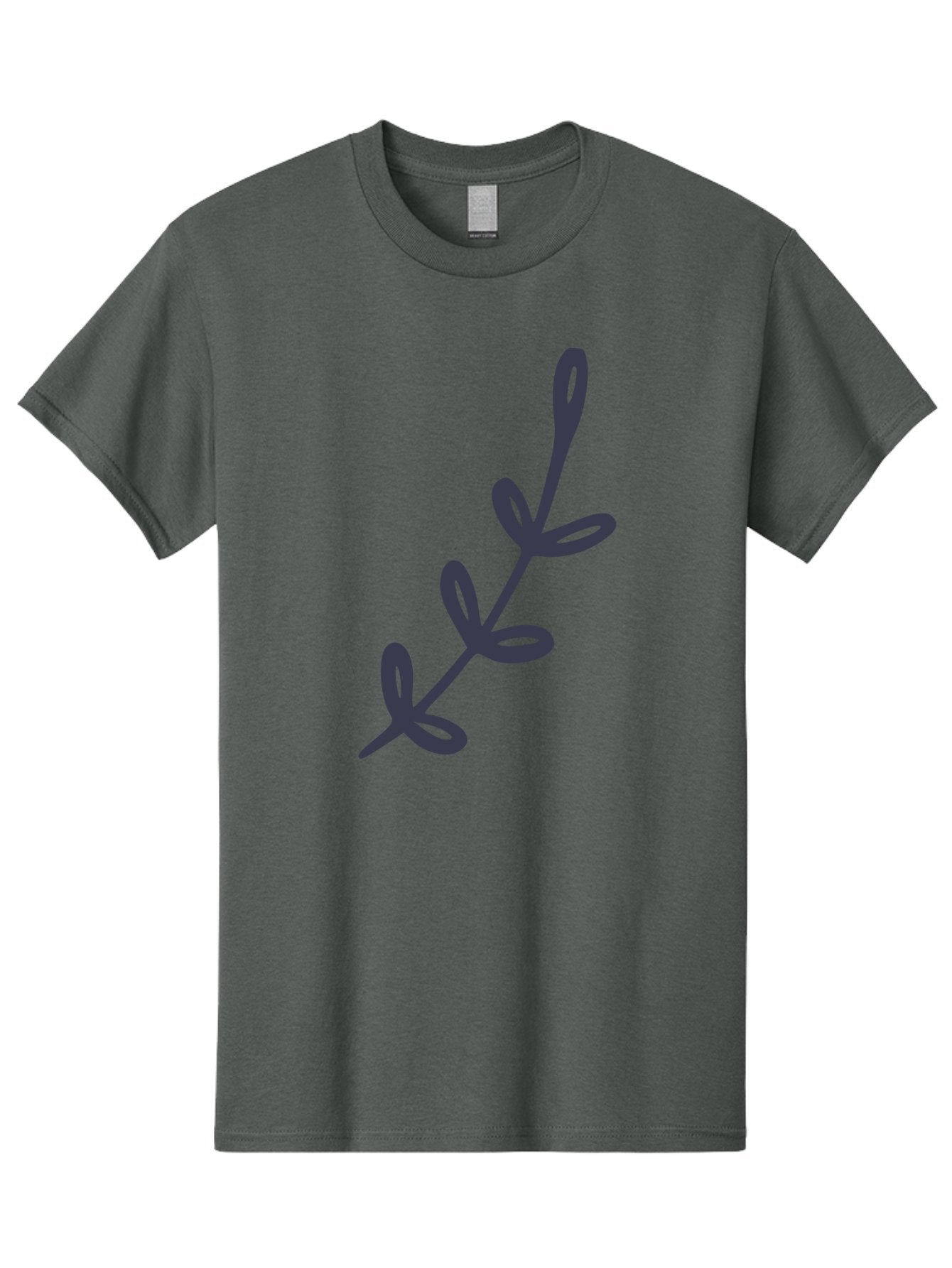 Three-Leaf-Stem Men'S Graphic Tee, 100% Cotton, Comfortable Casual Summer Wear, Machine Washable, Simple Drawing, Minimalistic Art, Abstract Design, Oval Shapes, Leafy Stem, Dark Gray Lines, Modern Illustration, Stylized Plant Aac126 4