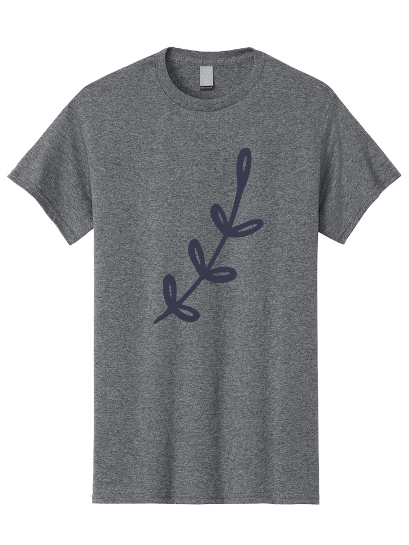 Three-Leaf-Stem Men'S Graphic Tee, 100% Cotton, Comfortable Casual Summer Wear, Machine Washable, Simple Drawing, Minimalistic Art, Abstract Design, Oval Shapes, Leafy Stem, Dark Gray Lines, Modern Illustration, Stylized Plant Aac126 5