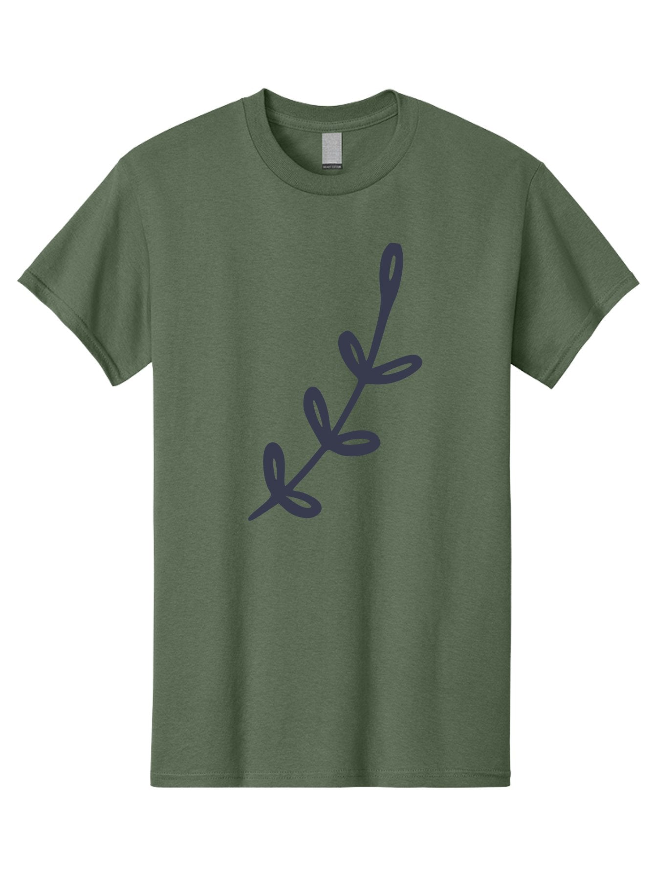 Three-Leaf-Stem Men'S Graphic Tee, 100% Cotton, Comfortable Casual Summer Wear, Machine Washable, Simple Drawing, Minimalistic Art, Abstract Design, Oval Shapes, Leafy Stem, Dark Gray Lines, Modern Illustration, Stylized Plant Aac126 3