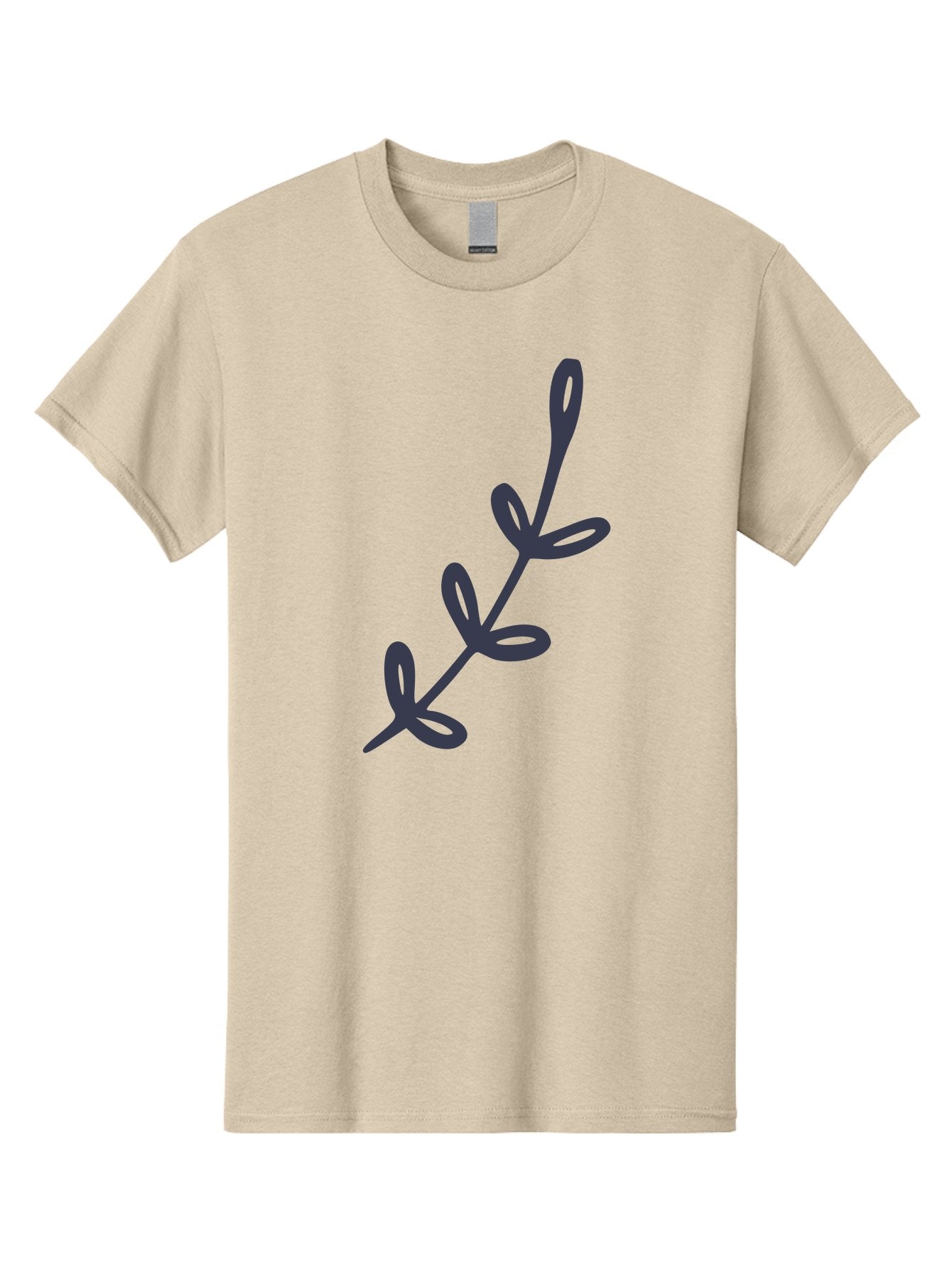 Three-Leaf-Stem Men'S Graphic Tee, 100% Cotton, Comfortable Casual Summer Wear, Machine Washable, Simple Drawing, Minimalistic Art, Abstract Design, Oval Shapes, Leafy Stem, Dark Gray Lines, Modern Illustration, Stylized Plant Aac126 11